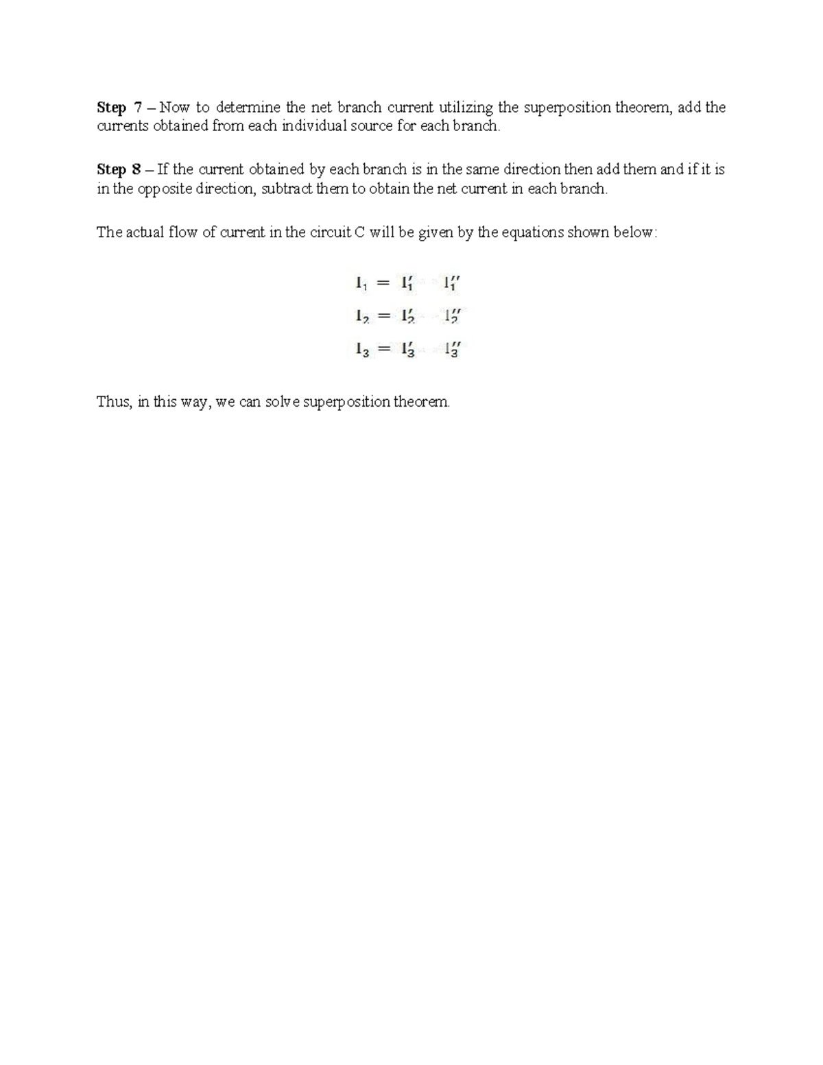 Superposition Theorem-2 - Step 7 – Now to determine the net branch ...