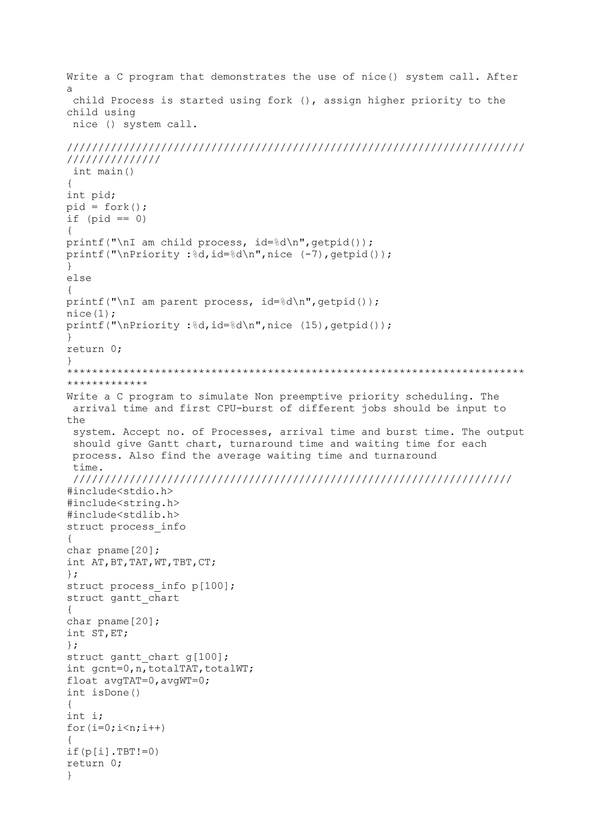 Slip22 Solved Slips Of Os Write A C Program That Demonstrates The Use Of Nice System Call 9126