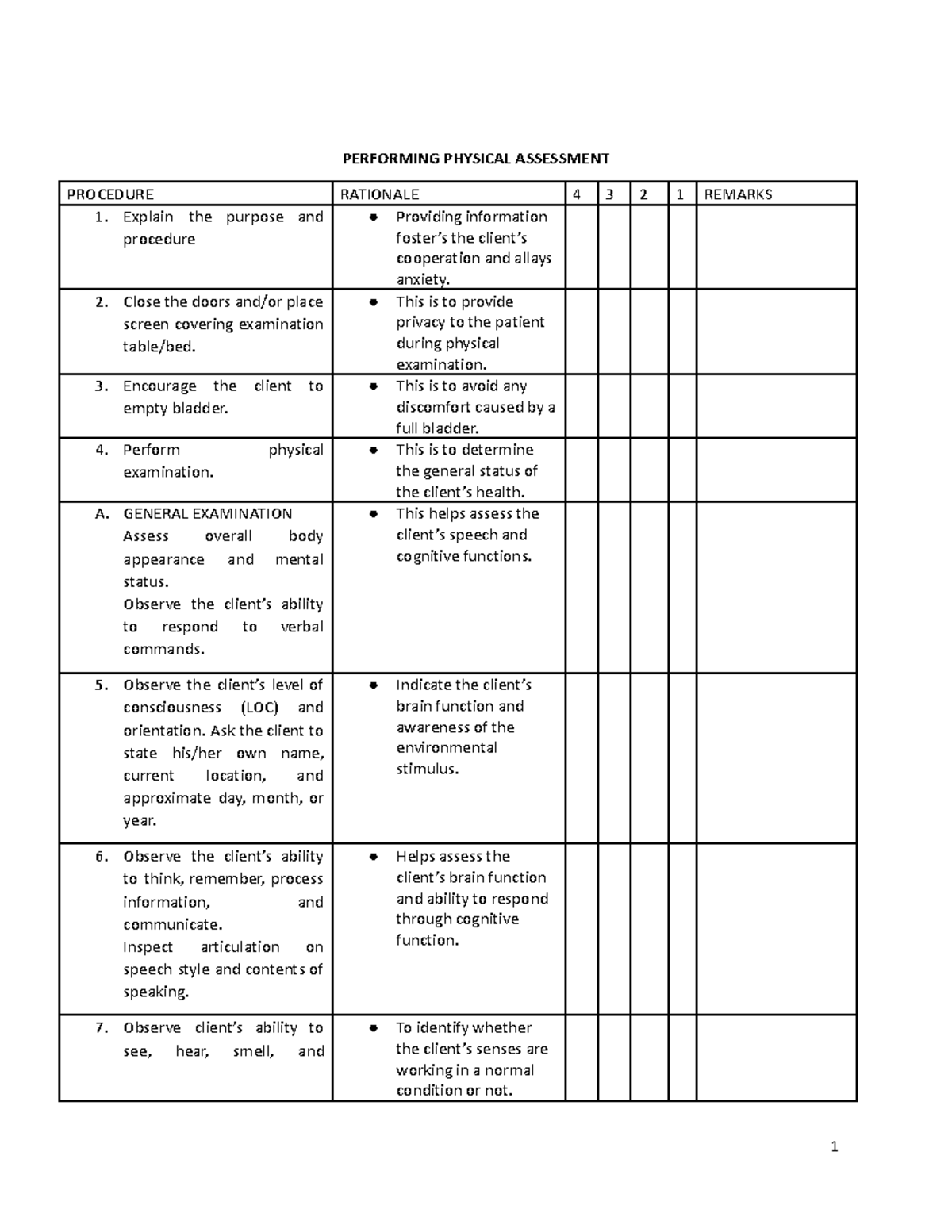 Nursing - Physical Assessment PRS with Rationale Part 1 - PERFORMING ...