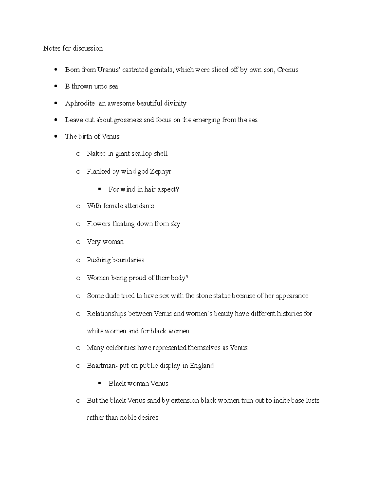Beyonce goodness notes - Notes for discussion Born from Uranus ...