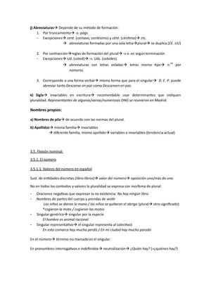 Ejercicios de refuerzo con solución Morfología Una anotación sobre la formación del