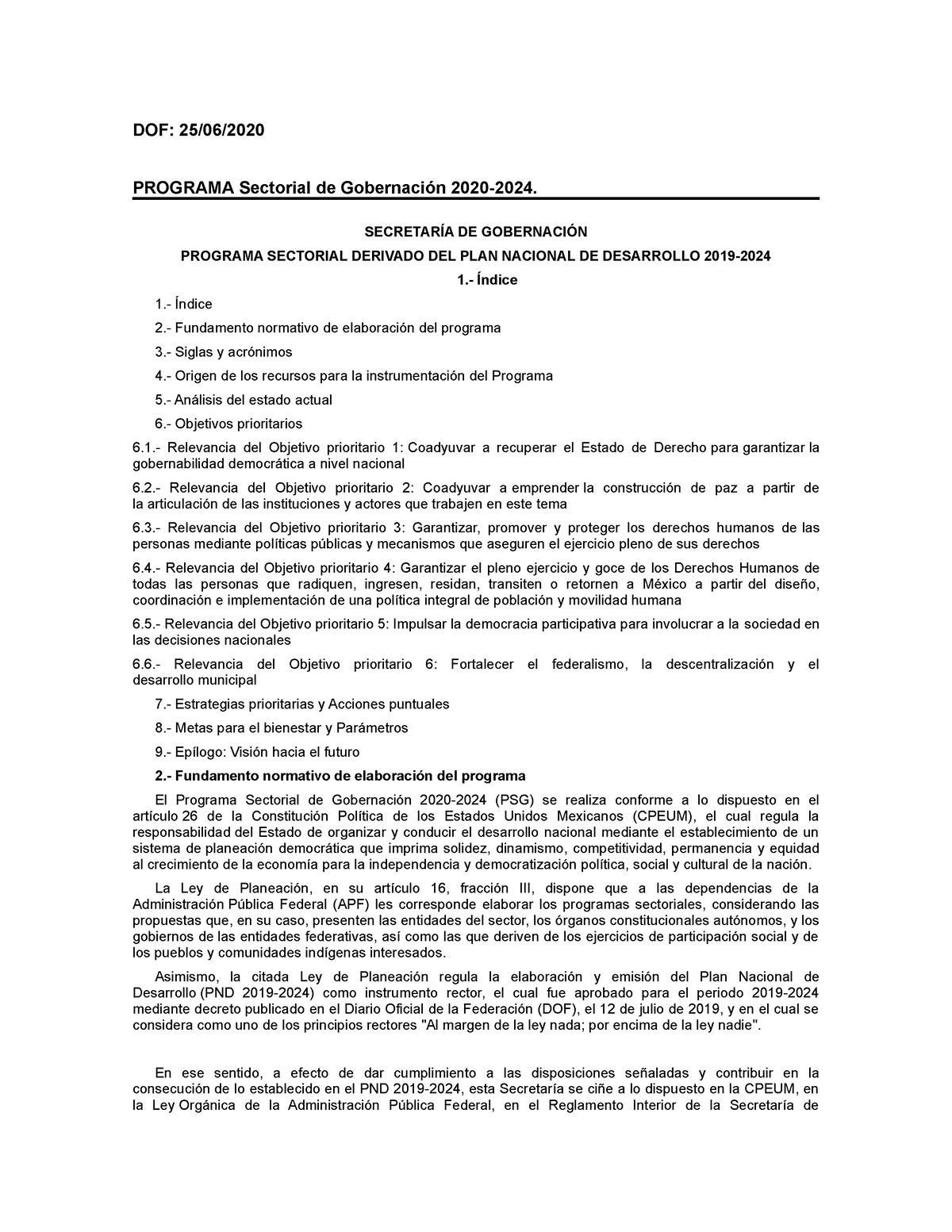 Wo122734 - Programas Sectoriales - DOF: 25/06/ PROGRAMA Sectorial De ...