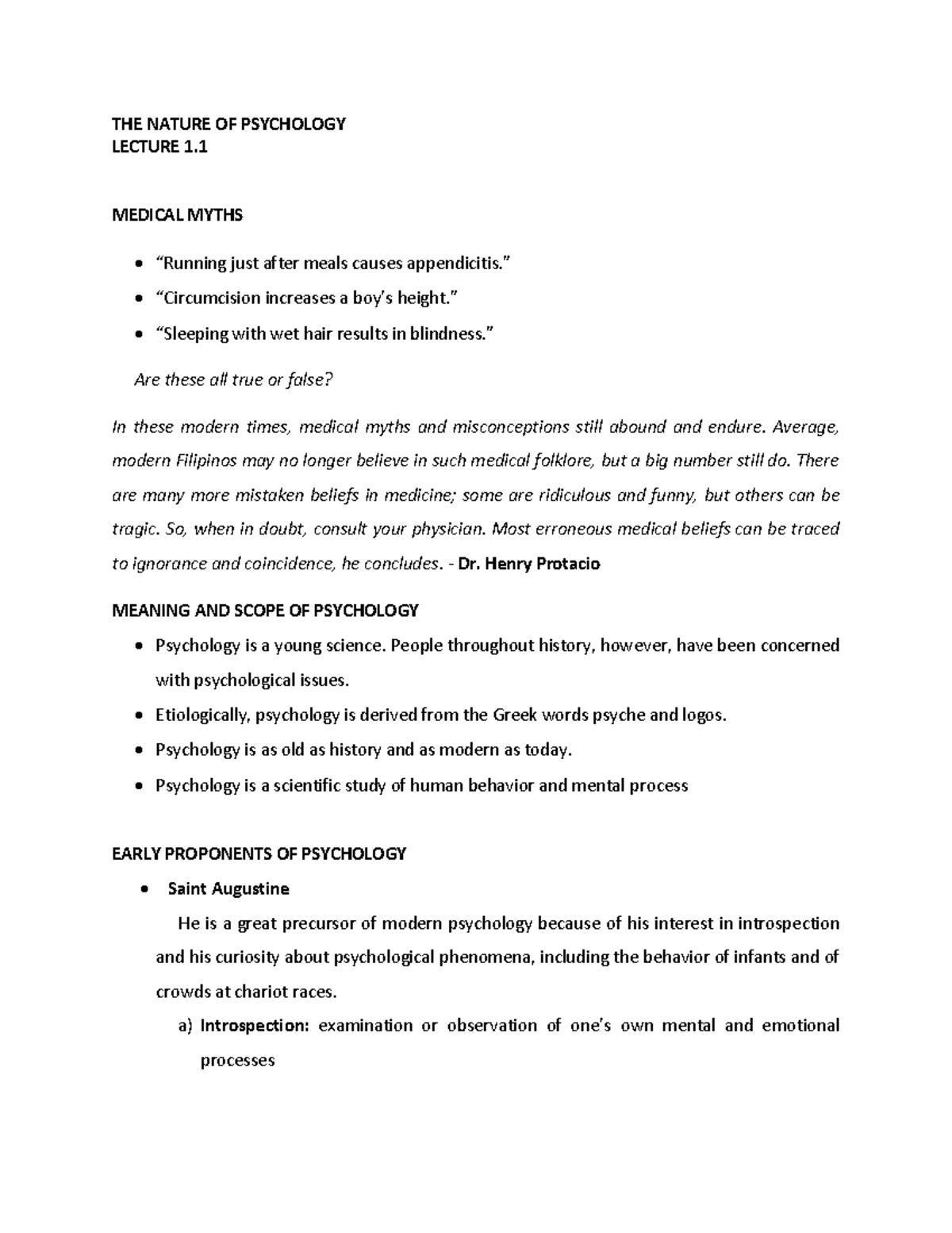 Reviewer in Introduction to Psychology 301 - THE NATURE OF PSYCHOLOGY ...