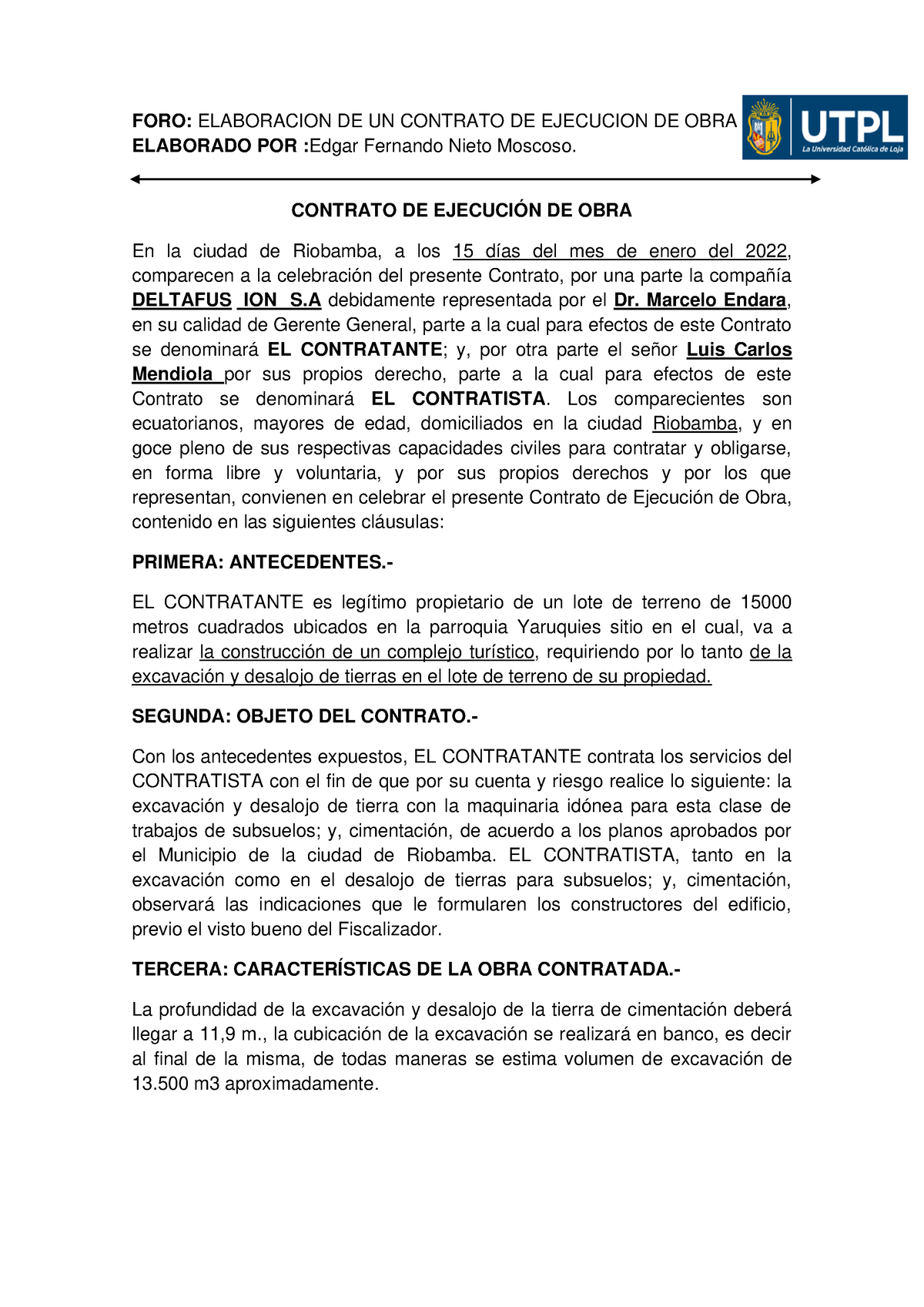 Contrato De Ejecucion De Obra Foro Elaboracion De Un Contrato De Ejecucion De Obra Elaborado 8740