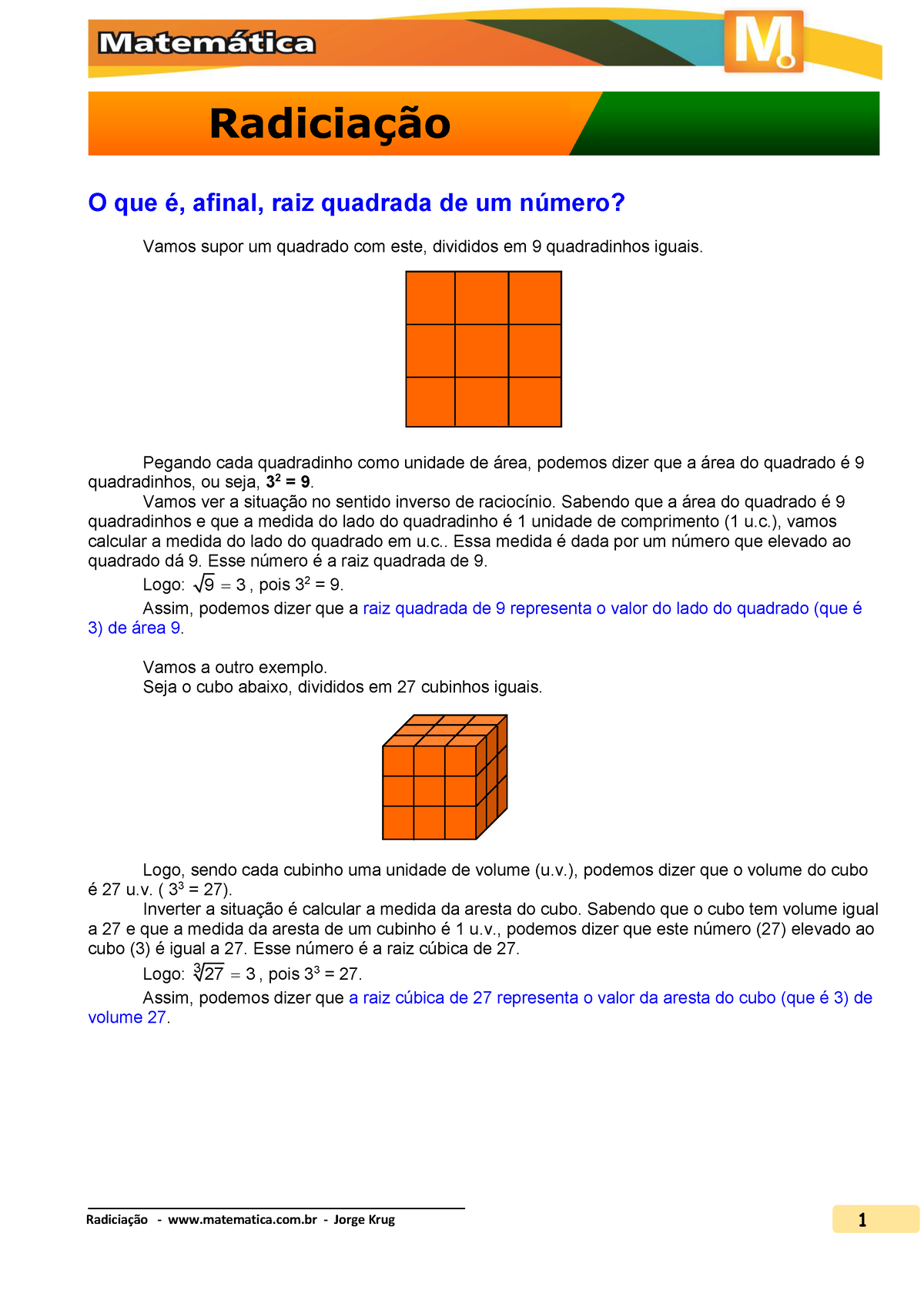 Radicia O - Iii - Radiciação - Matematica.com - Jorge Krug O Que é ...