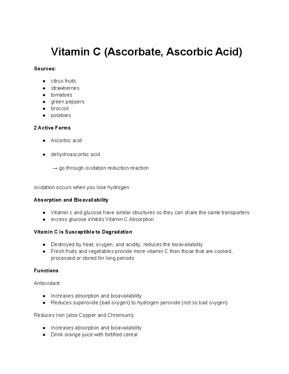 Nutrition and Health Vitamin C Vitamin C (Ascorbate, Ascorbic Acid