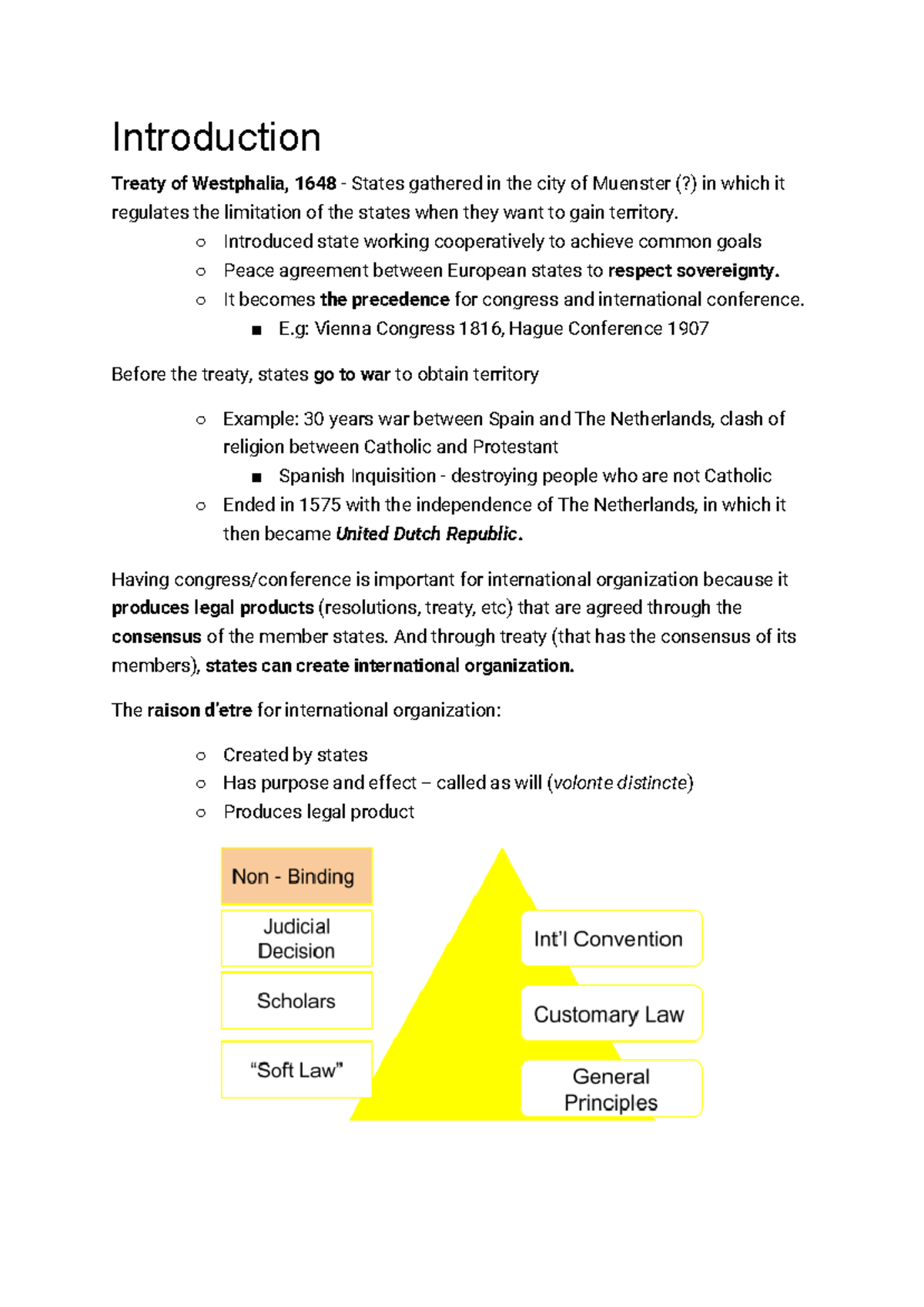 IOL Notes - Introduction Treaty of Westphalia, 1648 - States gathered ...