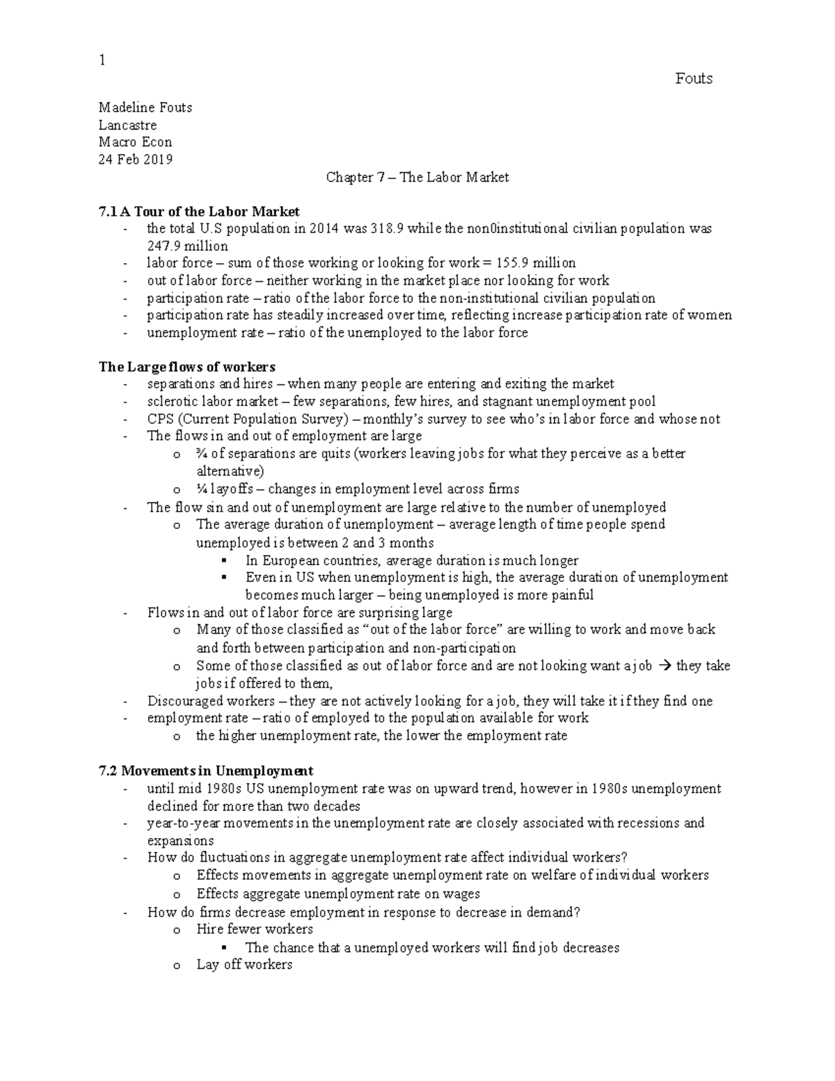 Chapter 7 Textbook Notes - Fouts Madeline Fouts Lancastre Macro Econ 24 ...