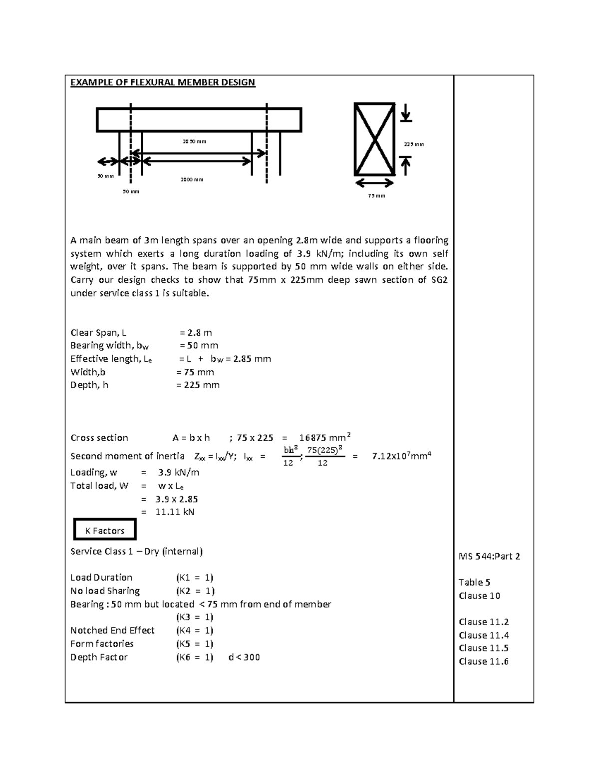 Timber Design Class Example ECS 444- corrected symbols - EXAMPLE OF ...