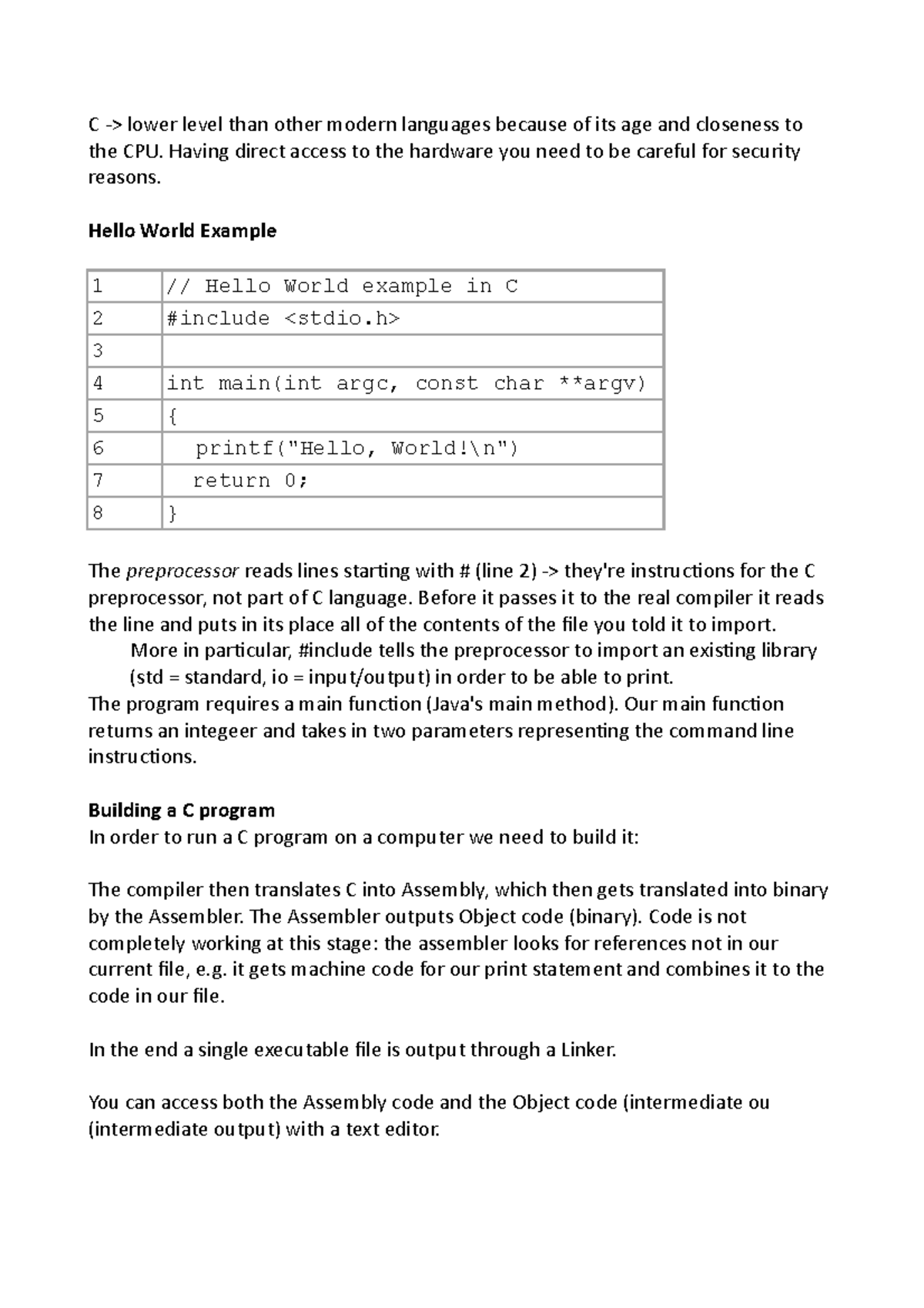 Compiling And Linking Programs - C -> lower level than other modern ...