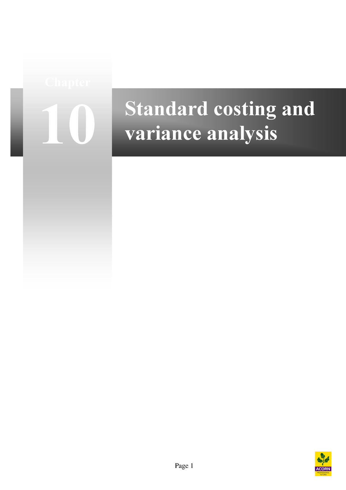 Standard Costing And Variance Analysis - Standard Costing And Variance ...