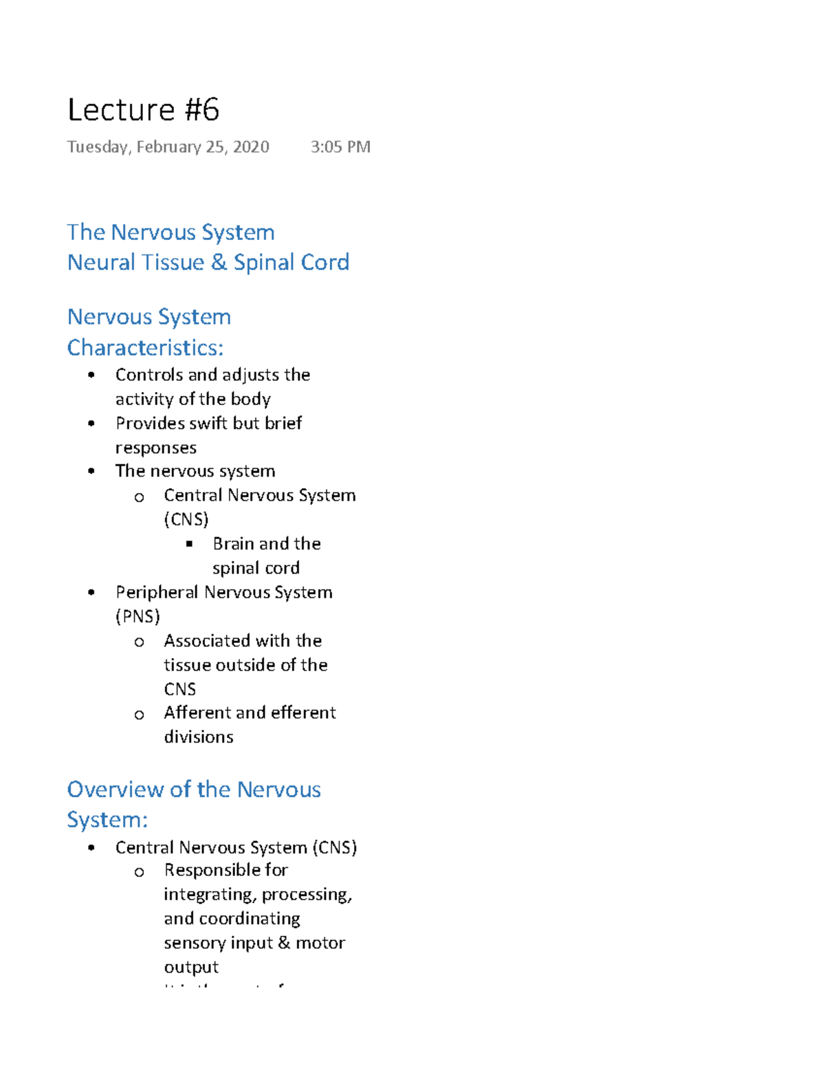 The Nervous System Part 1- Neural Tissue and Spinal Cord - The Nervous ...