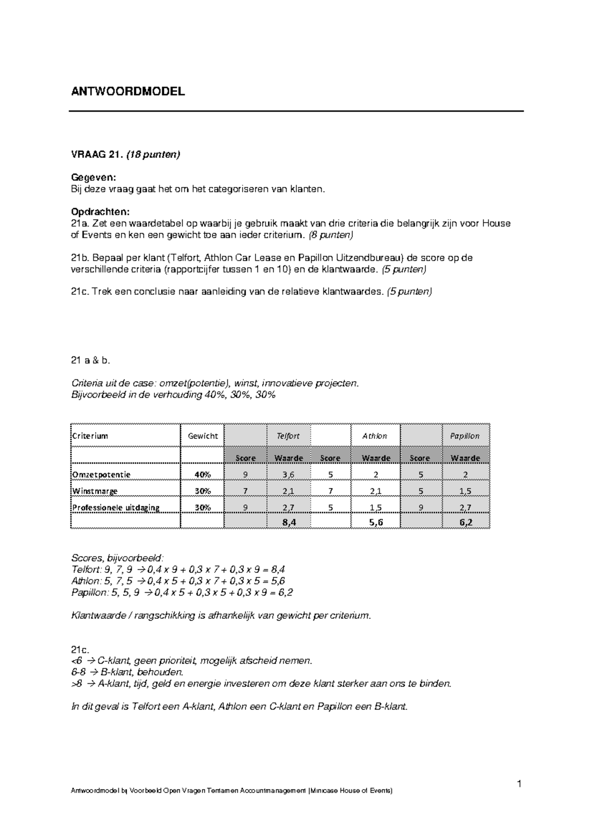 Proef/oefen Tentamen 4 April 2014, Vragen En Antwoorden - Antwoordmodel ...