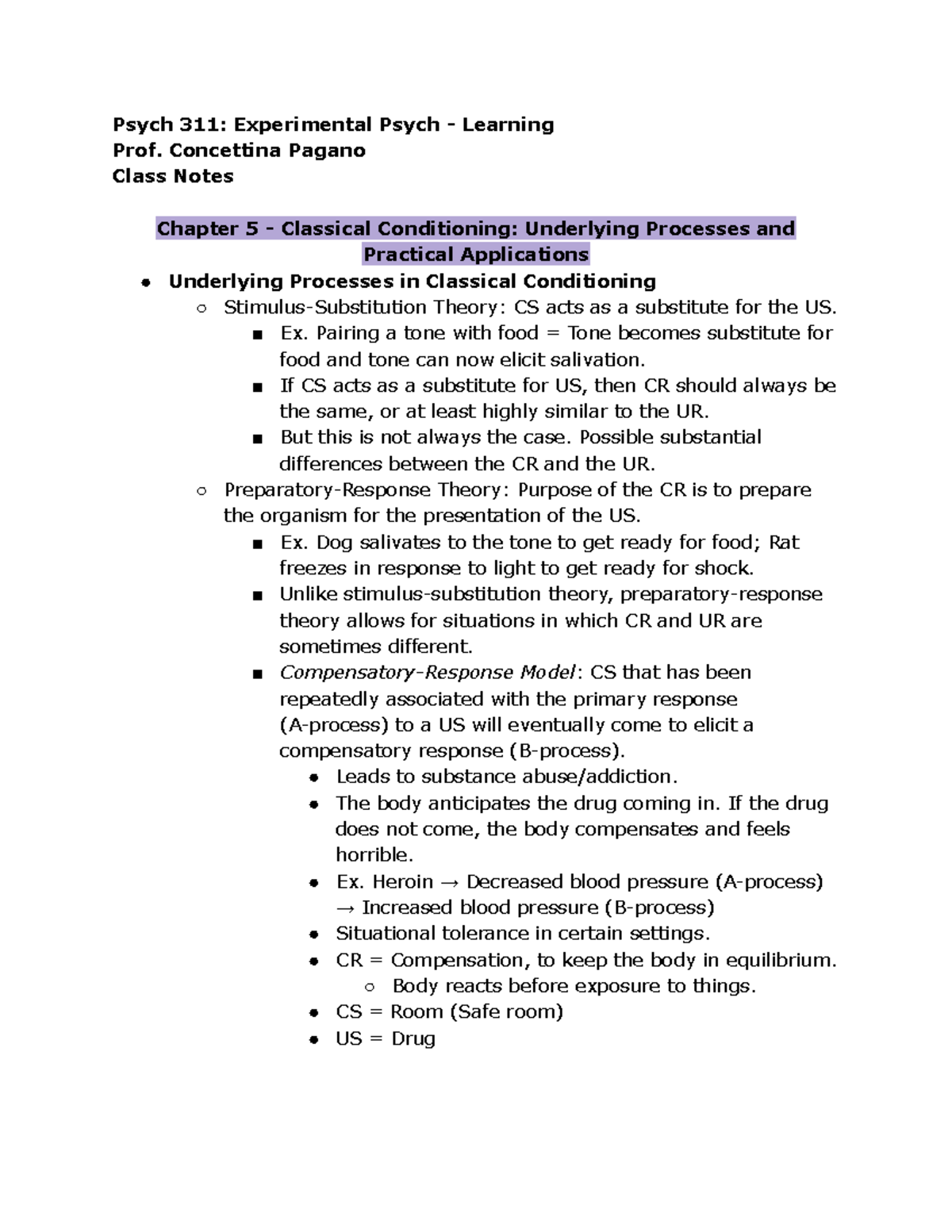 PSYCH 311 - Class Textbook Notes CH. 5 - Psych 311: Experimental Psych ...