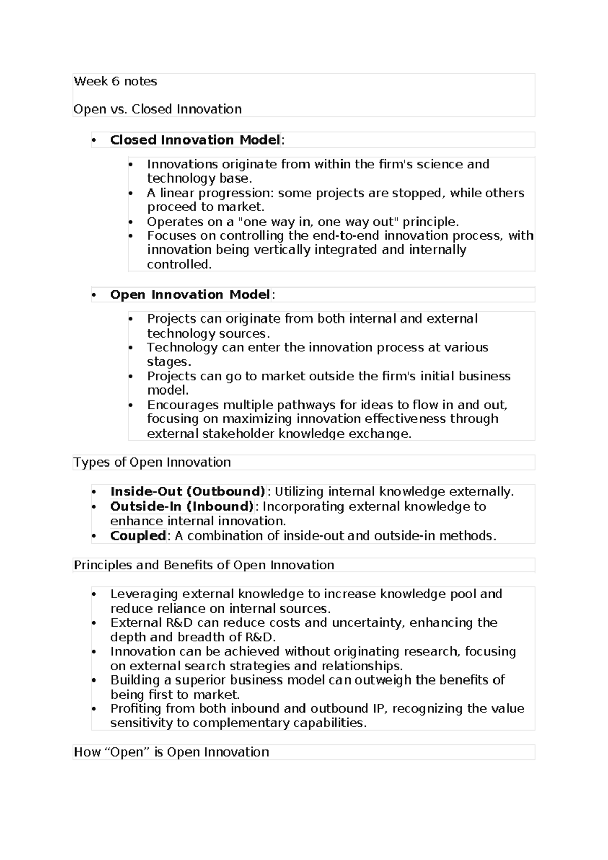 Week 6 notes - Summary Innovation and Entrepreneurship - Week 6 notes ...