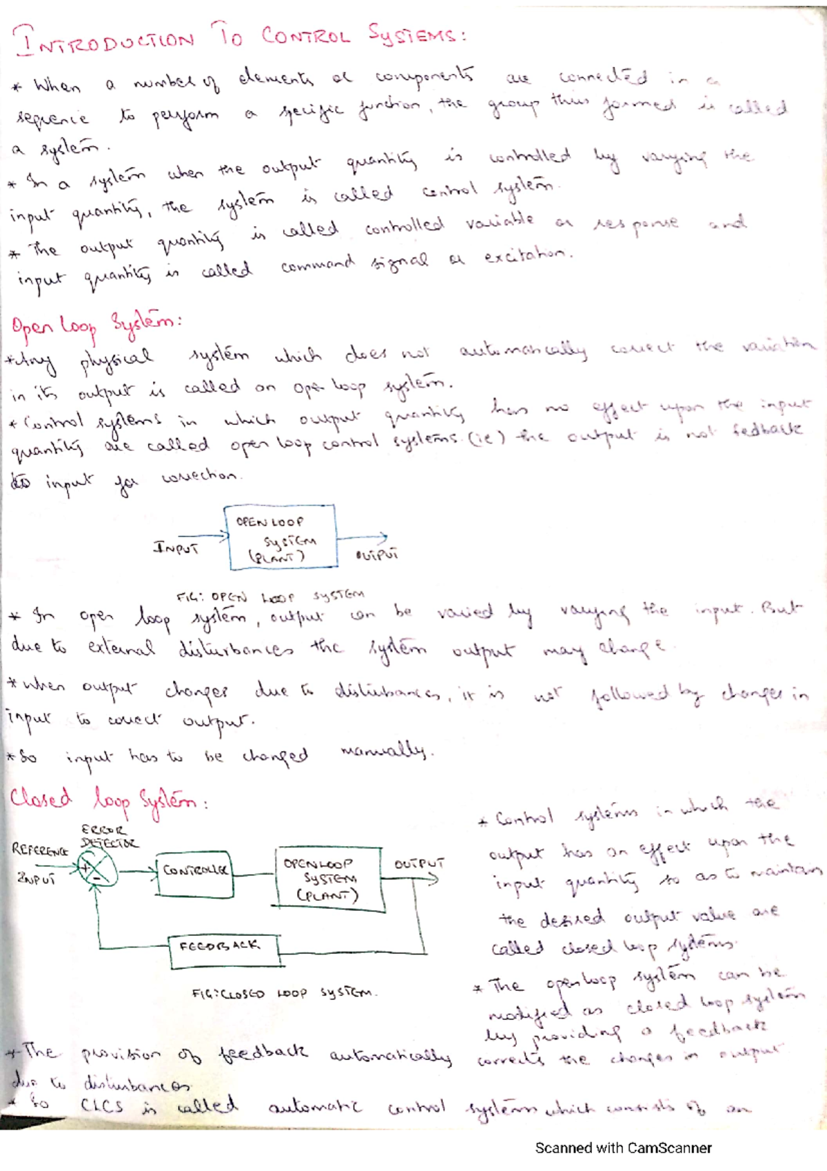 Unit 1 - Best Notes for exam preparation - Control Systems - StuDocu