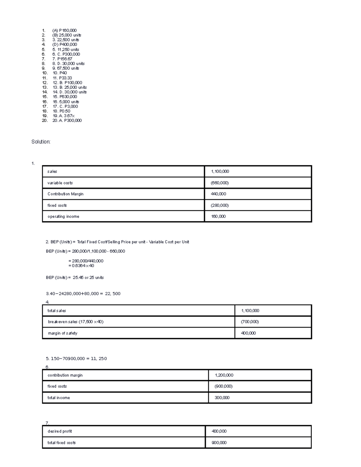 Chapter 12 CVPA Activity - 1. (A) P160, (B) 25,000 units 22,500 units ...