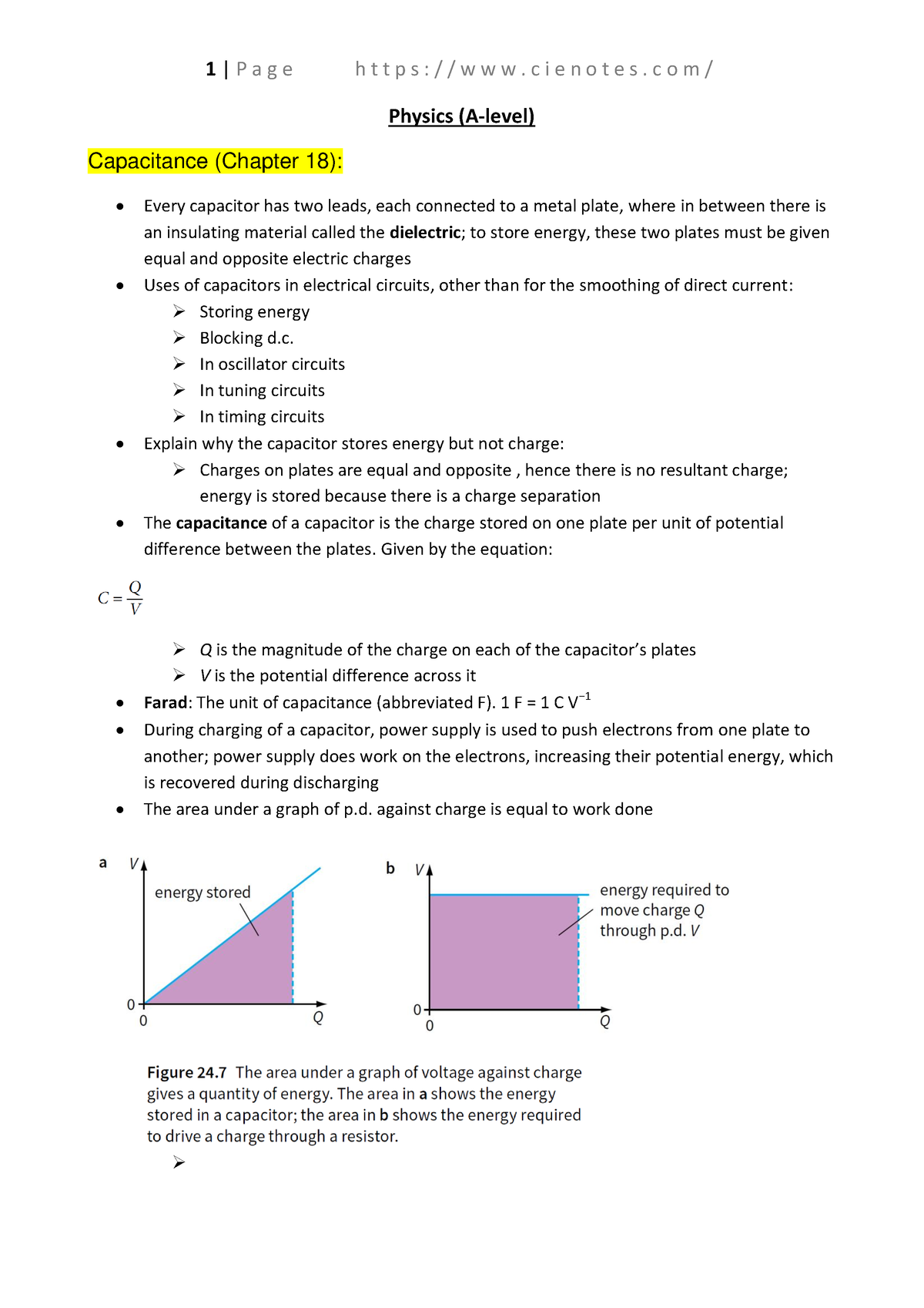 Notes-2 - Notes On Capacitance And Electromagnetic Fields - Physics (A ...