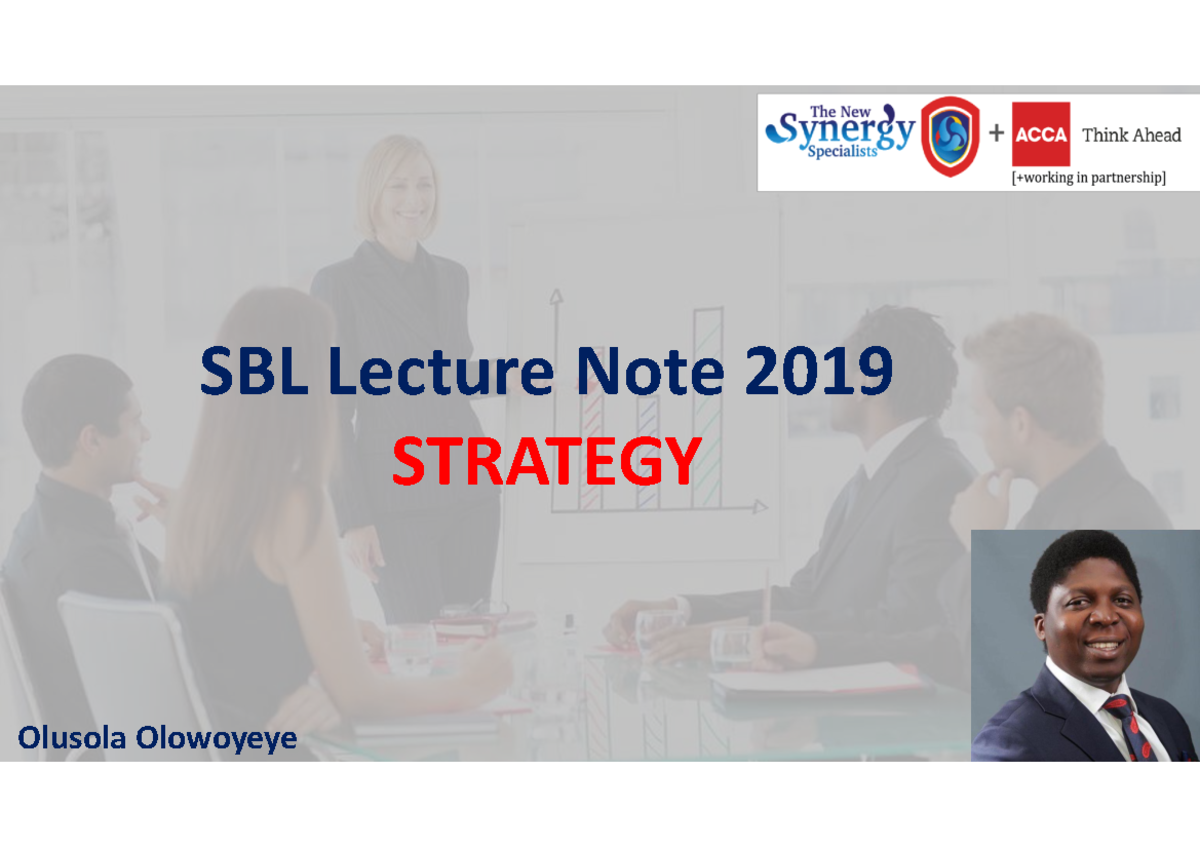 Sbl lecture note 2019 - Olusola Olowoyeye SBL Lecture Note 2019 ...