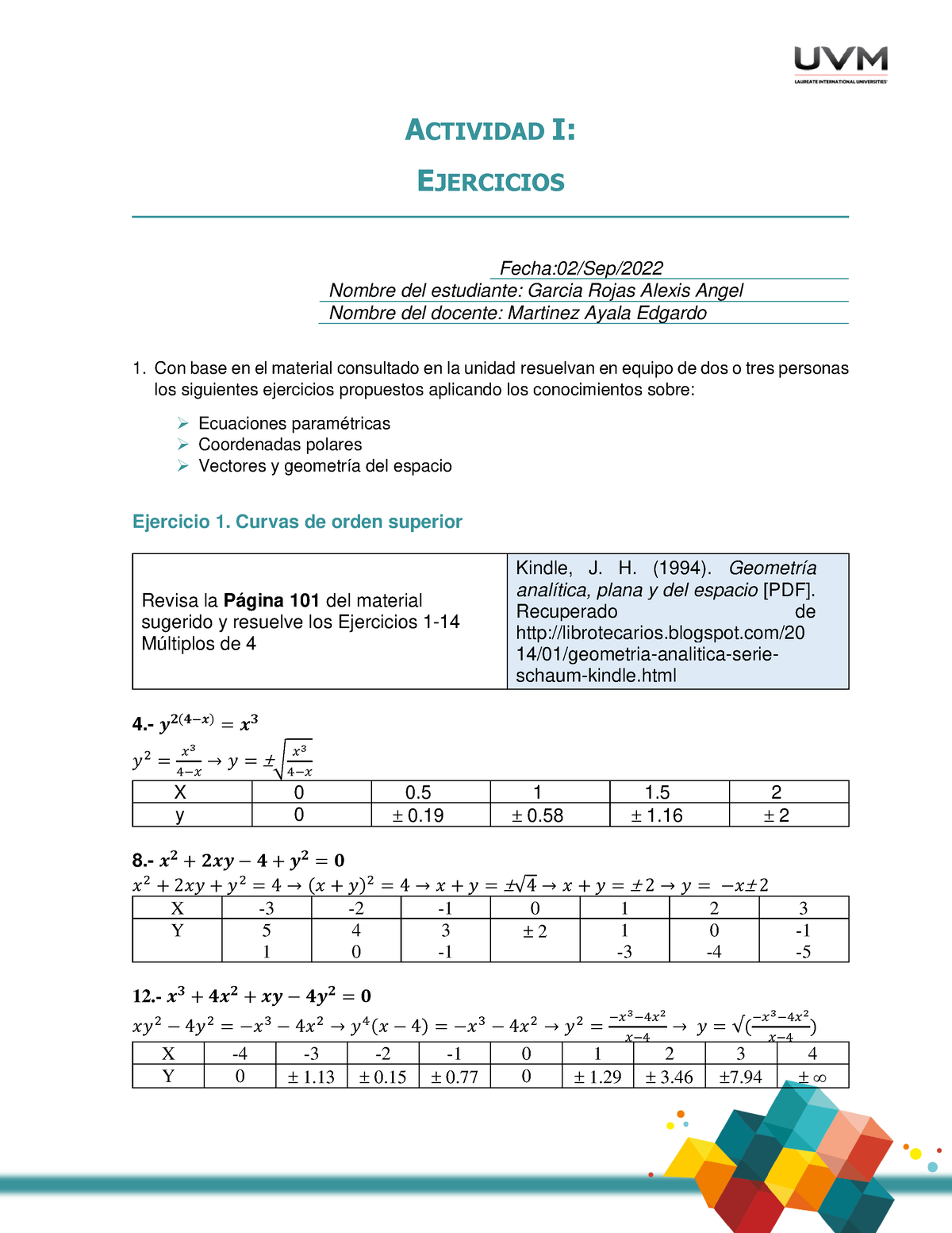 A1 Calculo Vectorial - Ejercicios Actividad 1 Blackboard - ACTIVIDAD I ...