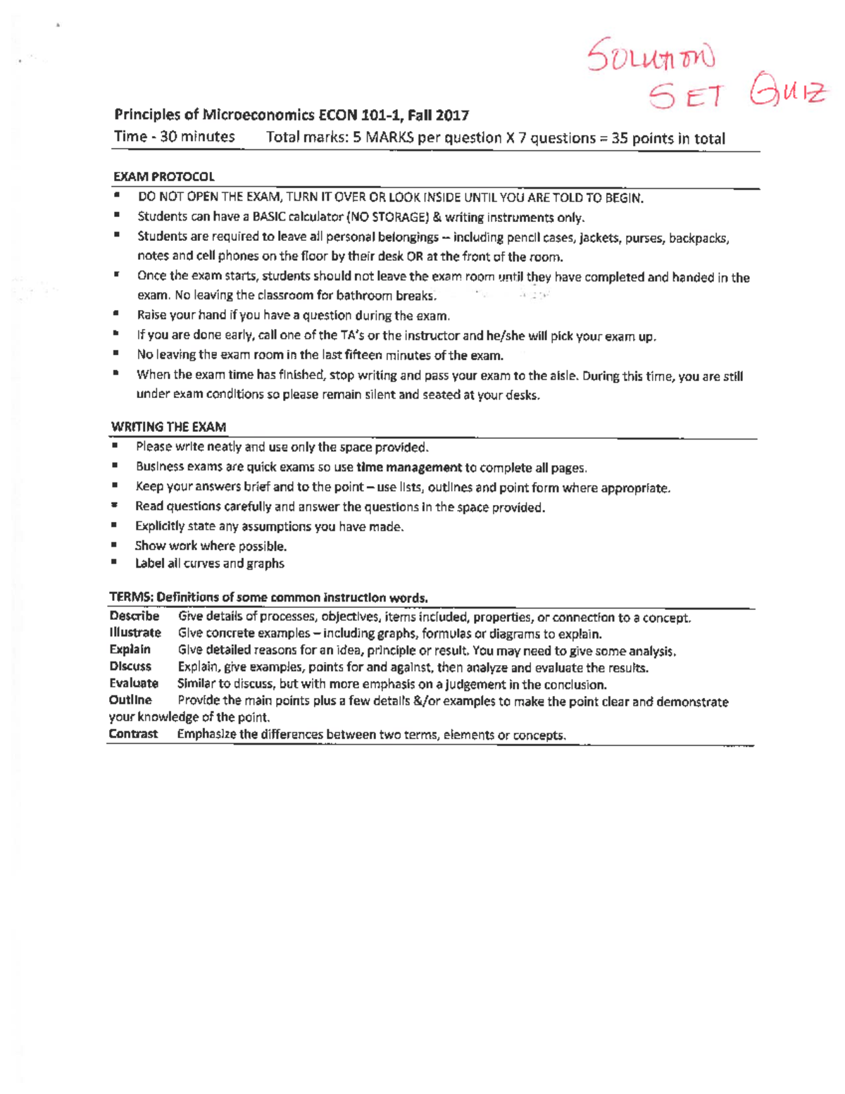 2017 Fall Econ 101 quiz solution set - 101 - Studocu