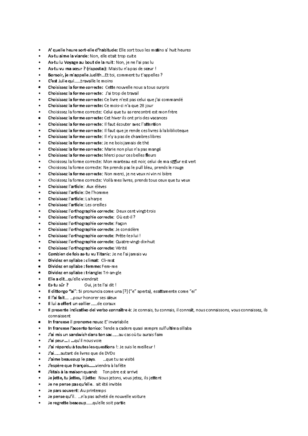 Francese A’ quelle heure sortelle d’habitude Elle sort tous les