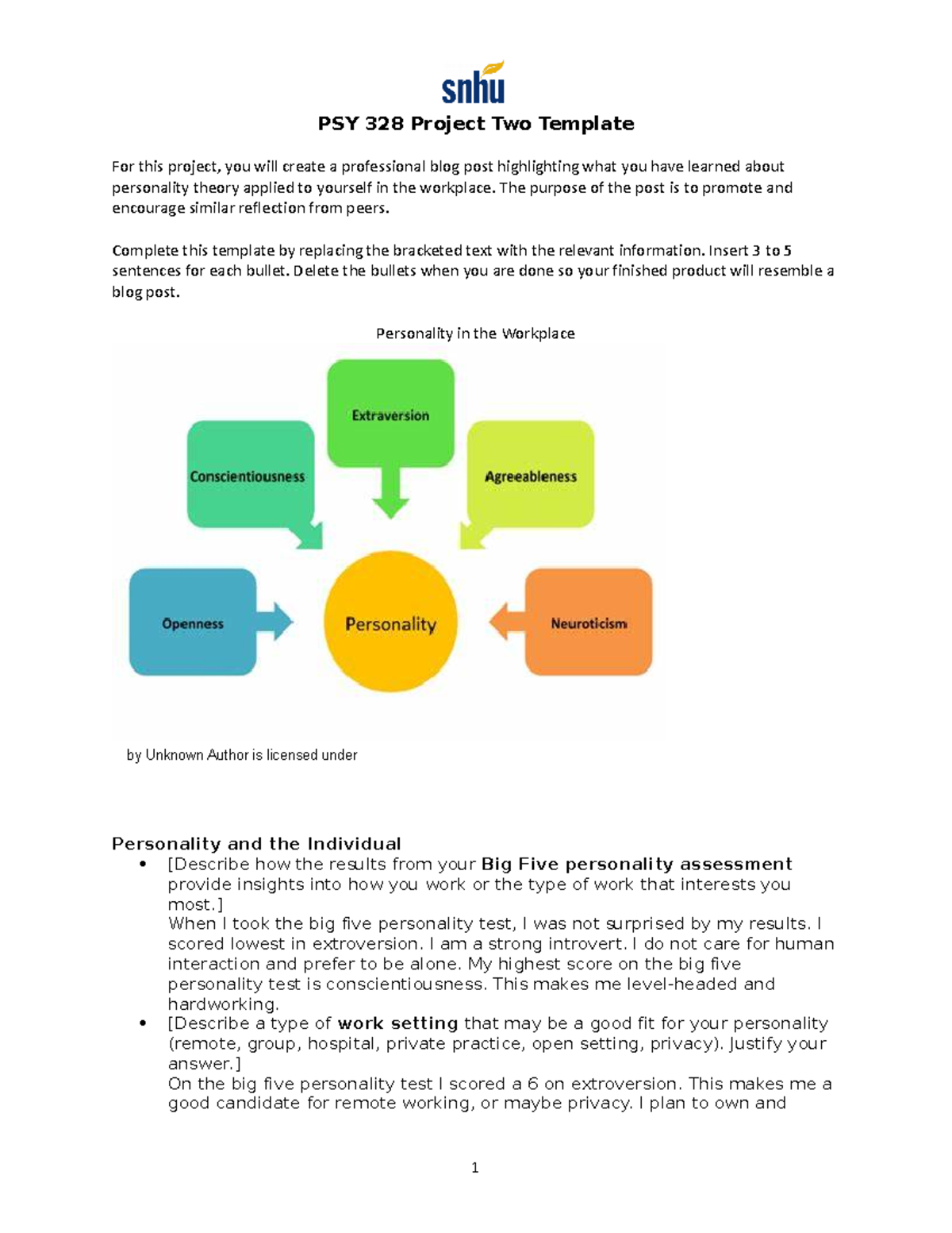 PSY 328 Project Two Template - PSY 328 Project Two Template For This ...