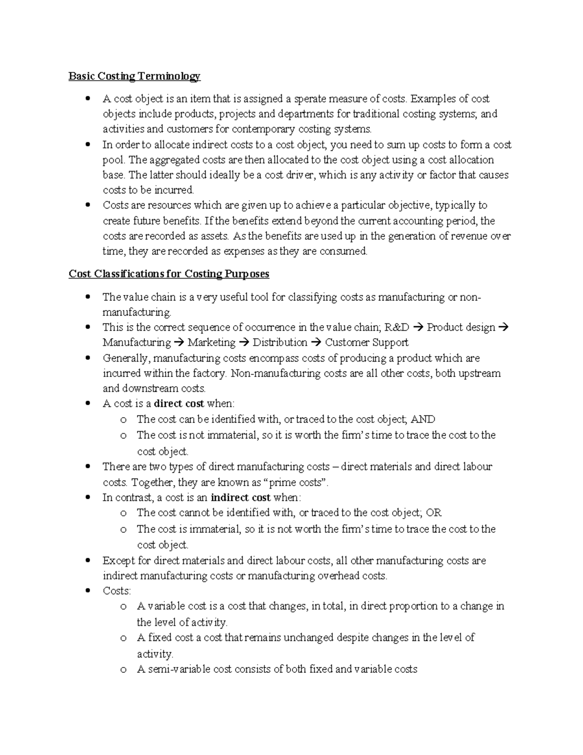 Revision quiz notes - download for best experience - Basic Costing ...
