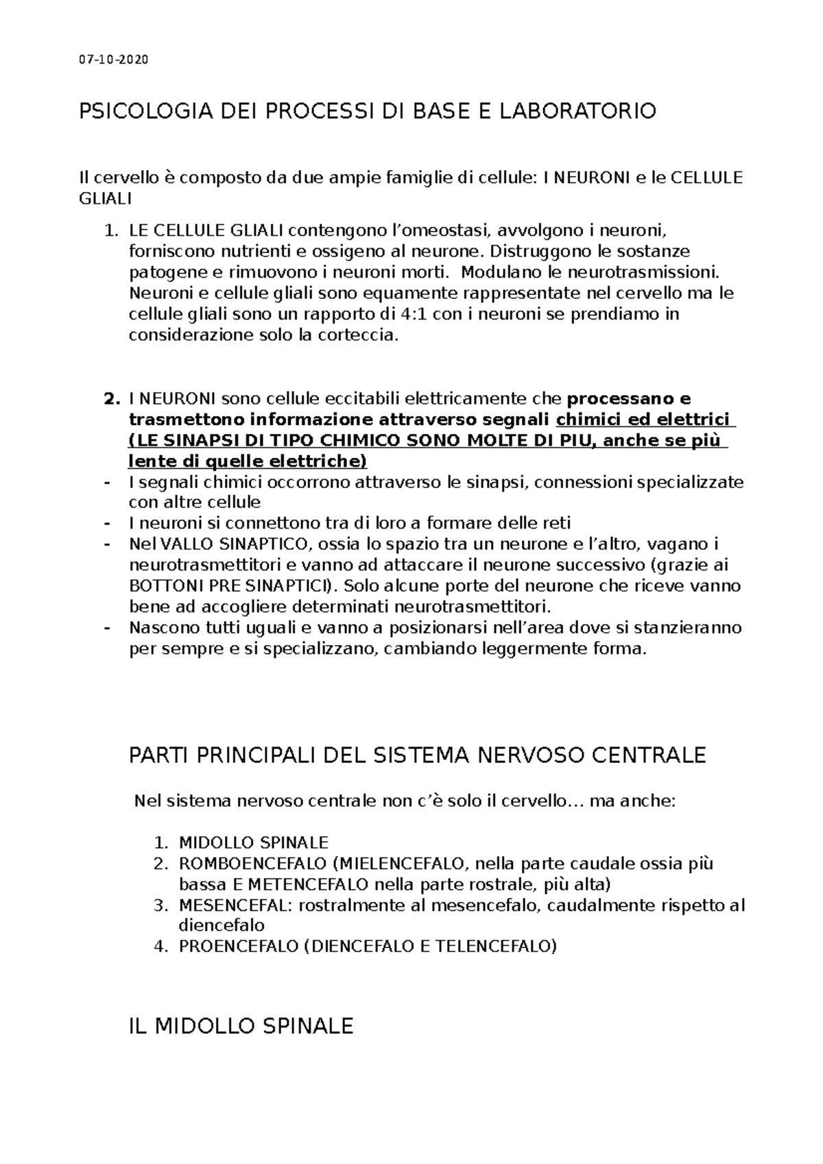 Lezione 3 Psicologia Generale - 07-10- PSICOLOGIA DEI PROCESSI DI BASE ...