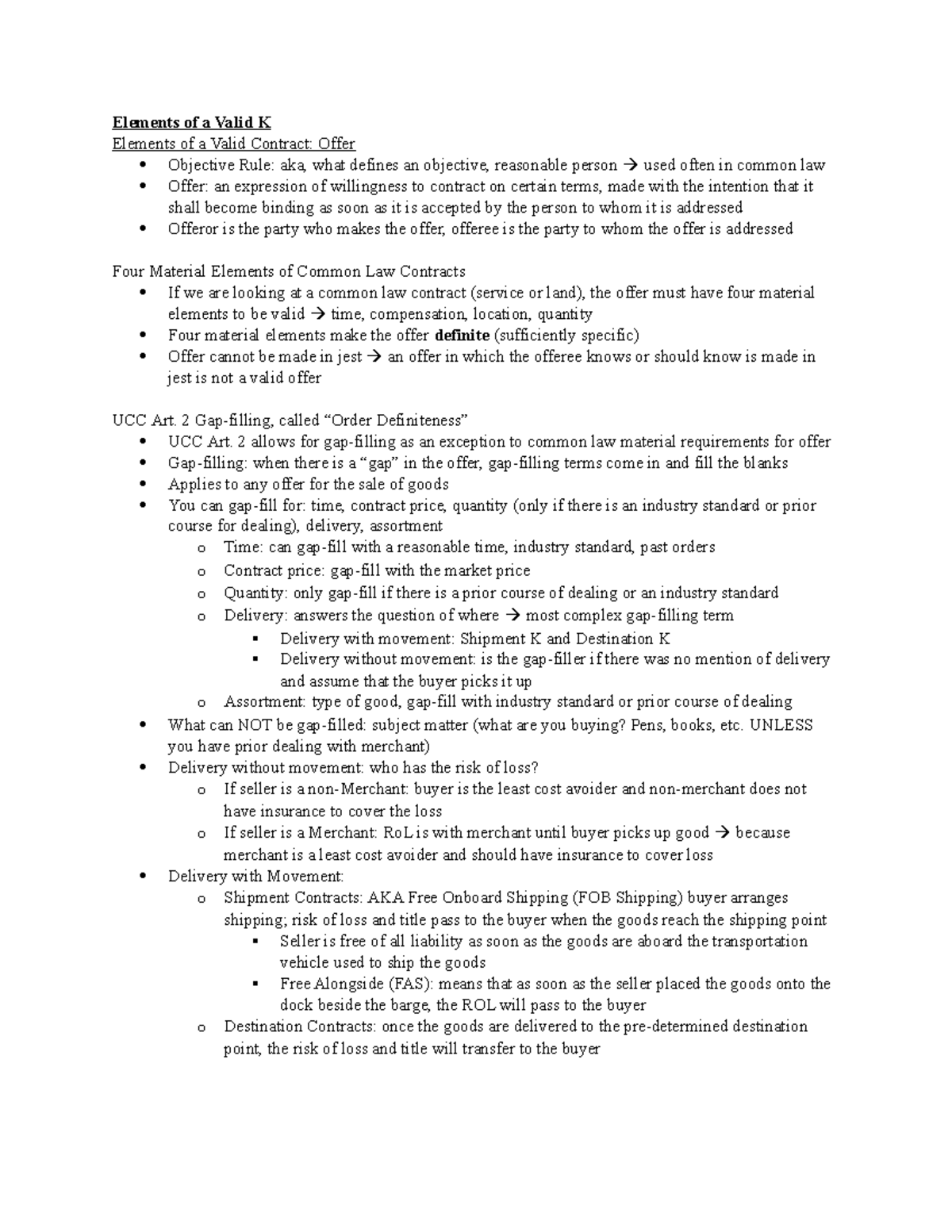 Valid Contracts Elements - Elements of a Valid K Elements of a Valid ...