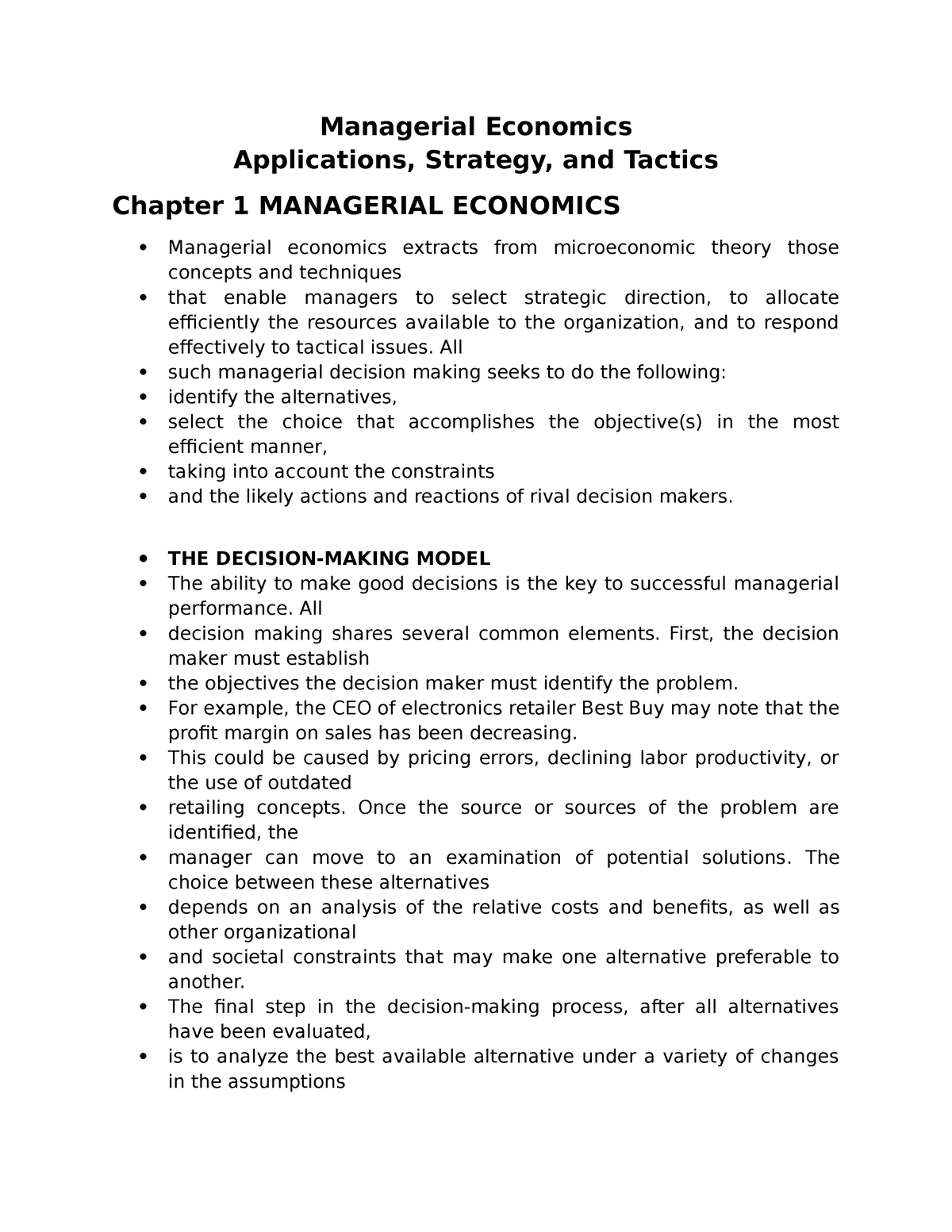 thesis on managerial economics