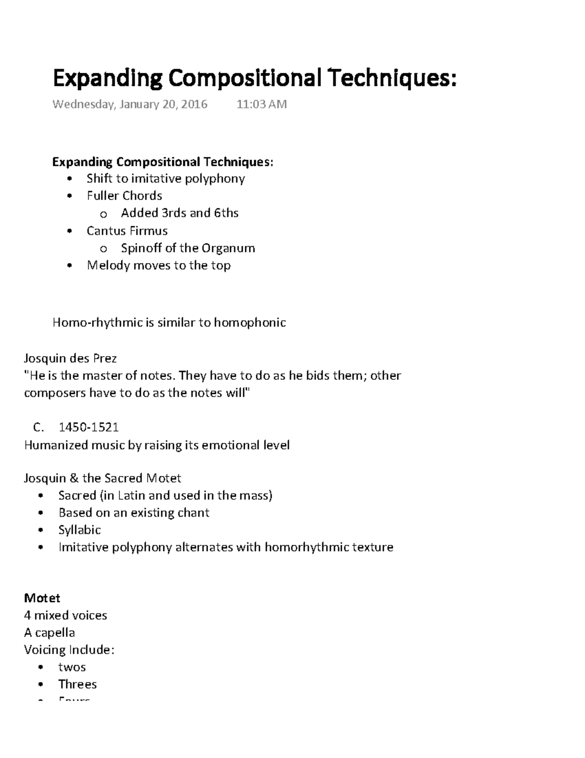 Expanding Compositional Techniques Expanding Compositional Techniques