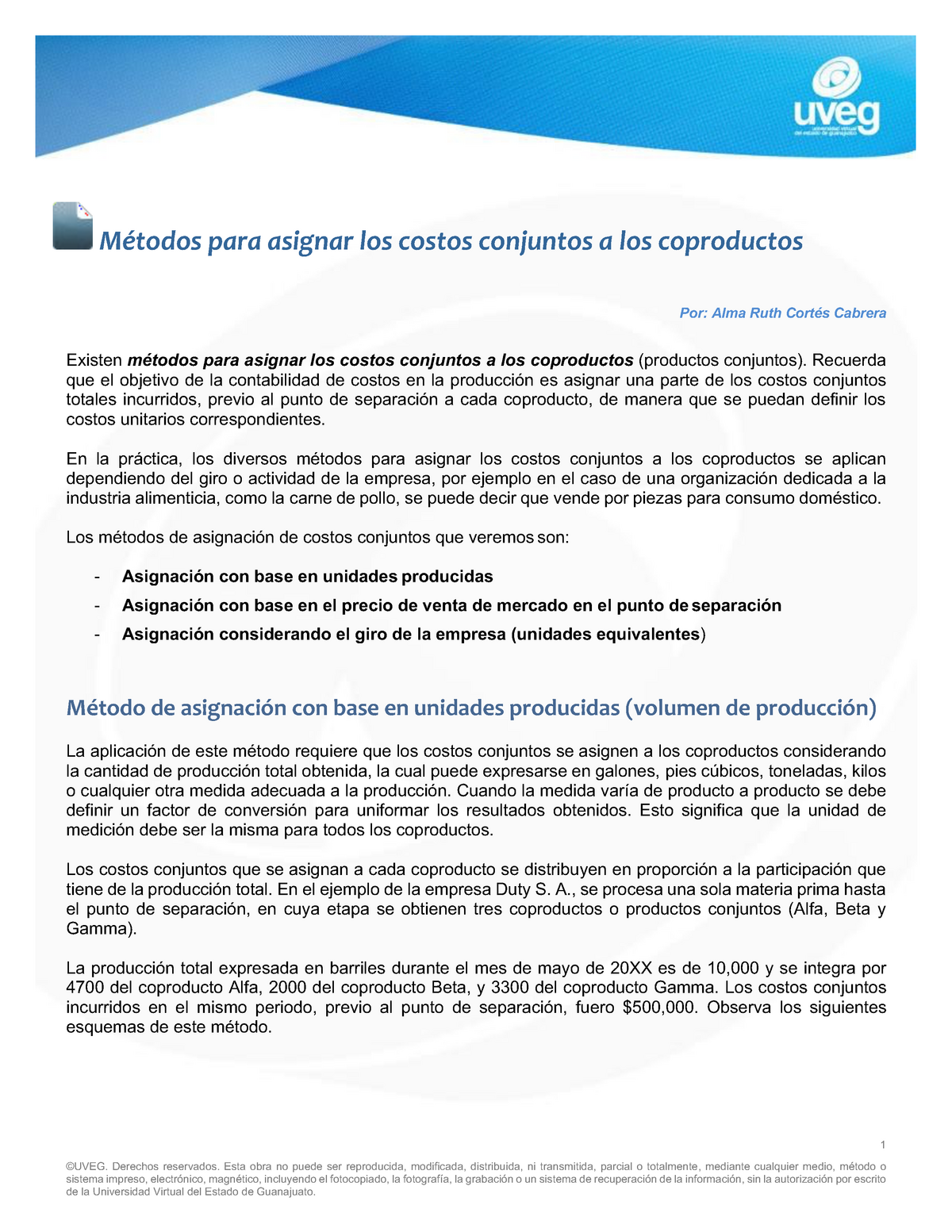 Metodos Para Asignar Los Costos Conjuntos A Los Coproductos 1 ©uveg Derechos Reservados Esta 6239