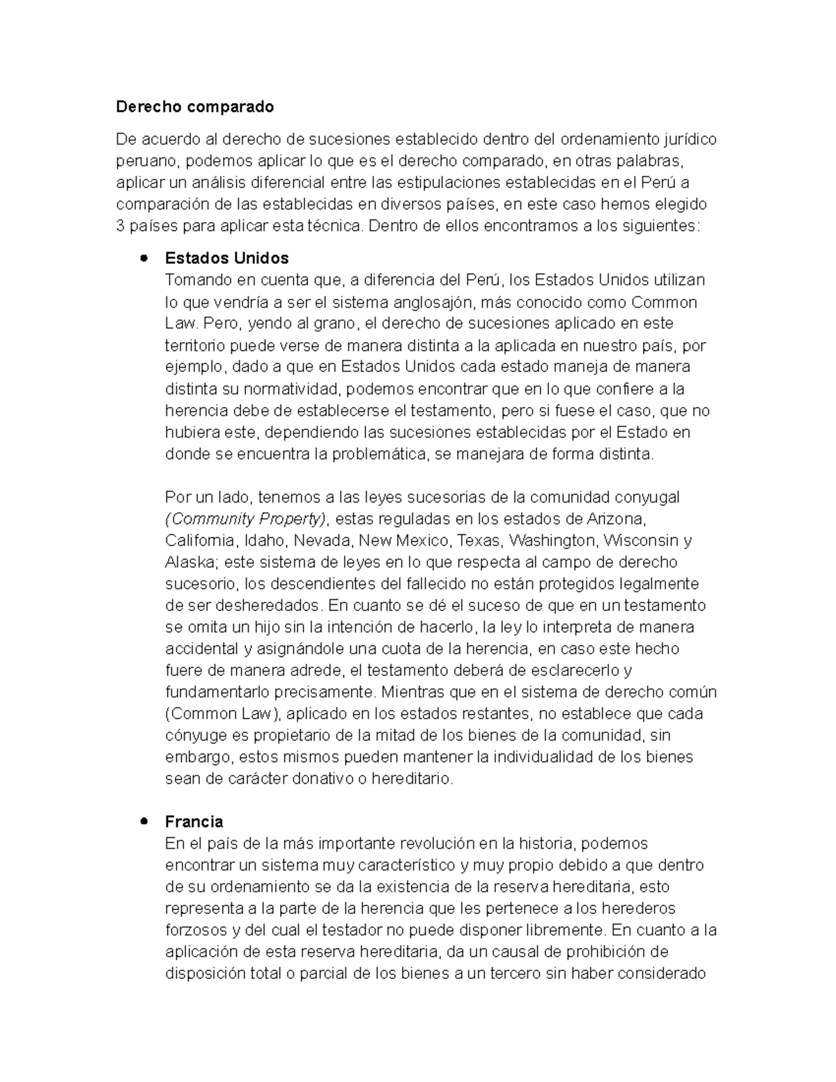 Derecho comparado - COMPARACION CON LEGISLACIONES DE DISTINTOS PAISES ...