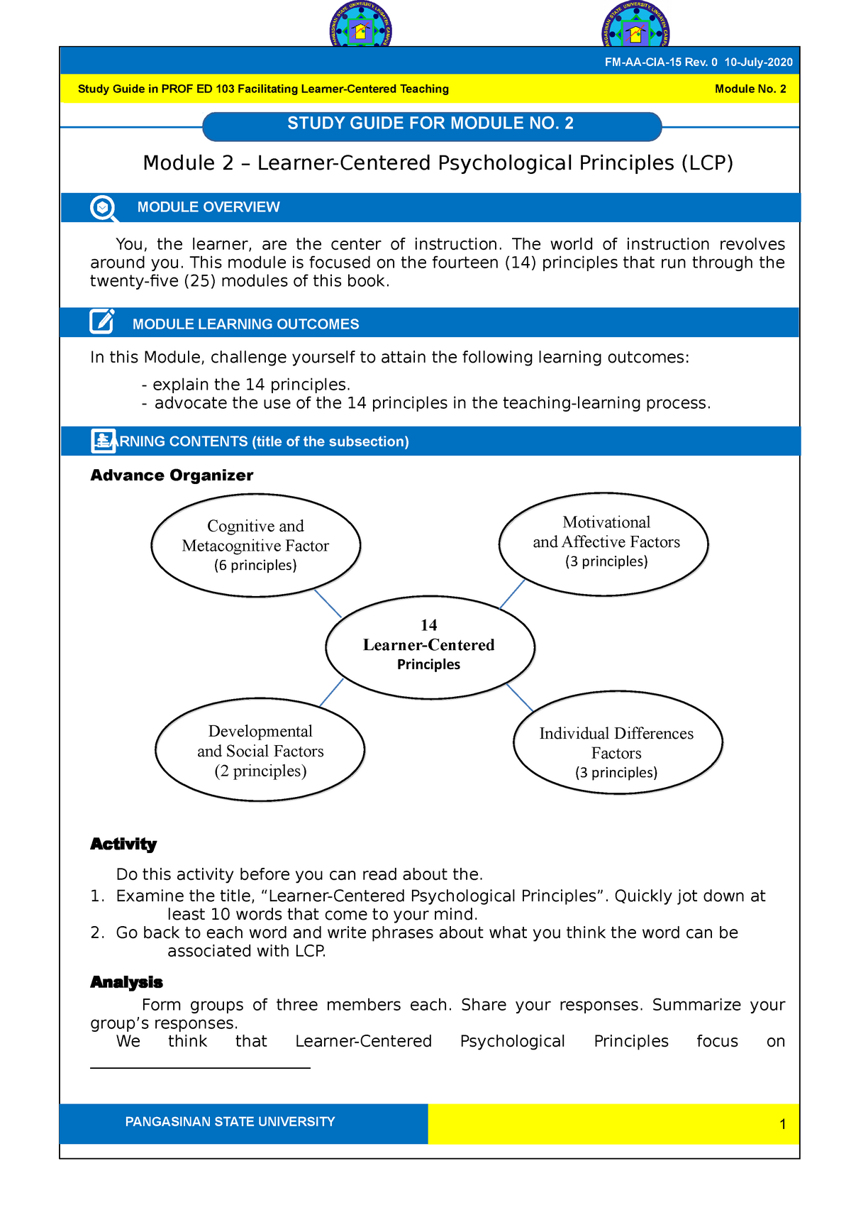 Module 2 Facltating Learner- Centered Teaching 2021 - Facilitating ...