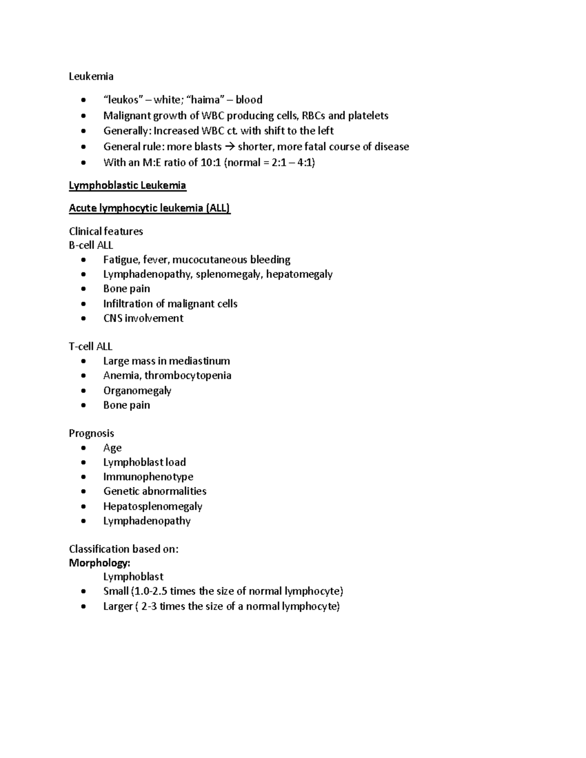 Leukemia notes - Professor Grace Ordoña - Warning: TT: undefined ...