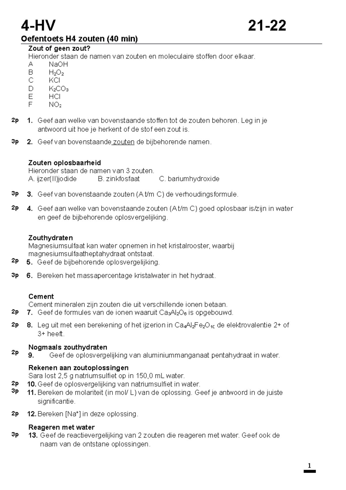 Oefentoets + Uitwerkingen H4 Zouten 4Havo/VWO Nova - 4-HV 21 ...