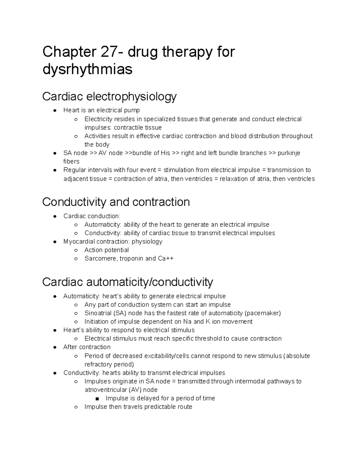 Chapter 27- Drug Therapy For Dysrhythmias - Chapter 27- Drug Therapy 