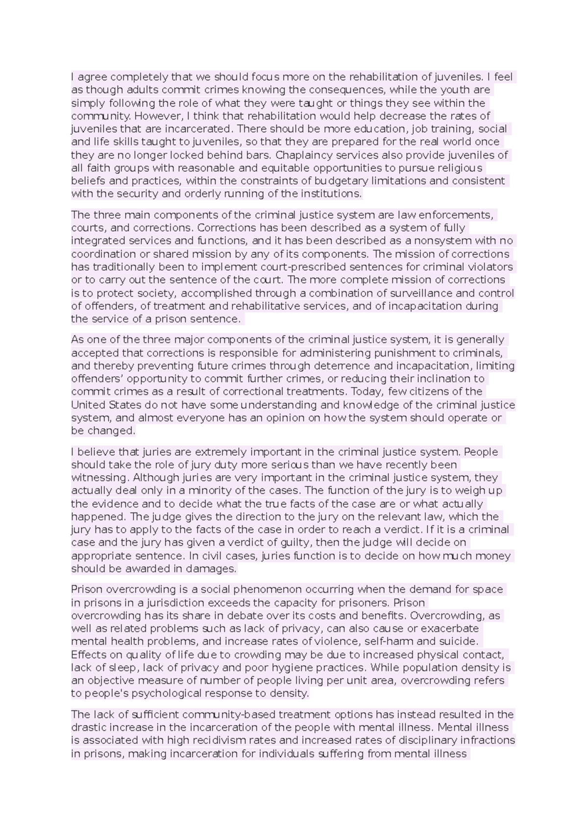 Survey of Corrections Notes - I agree completely that we should focus ...