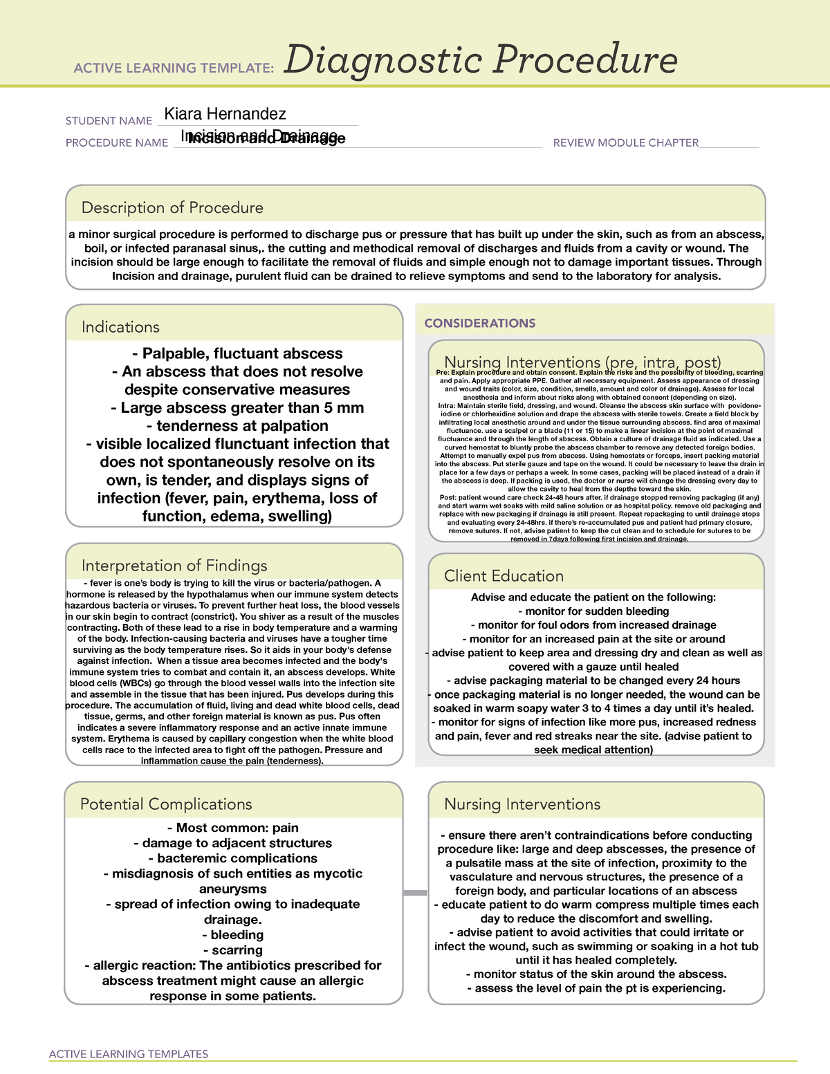 ATI Incision and Drainage - NUR1211 - ACTIVE LEARNING TEMPLATES ...