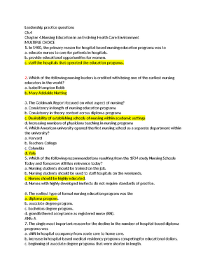Practice questions for Exam 1 - A nurse manager is having difficulty ...