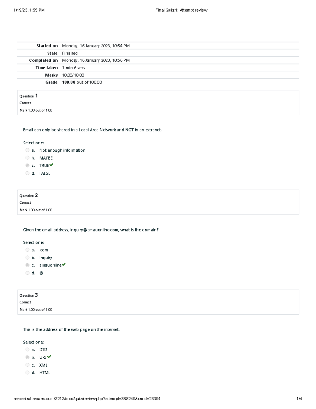 Final Quiz 1 System Analysis and Design Attempt review - Started on ...