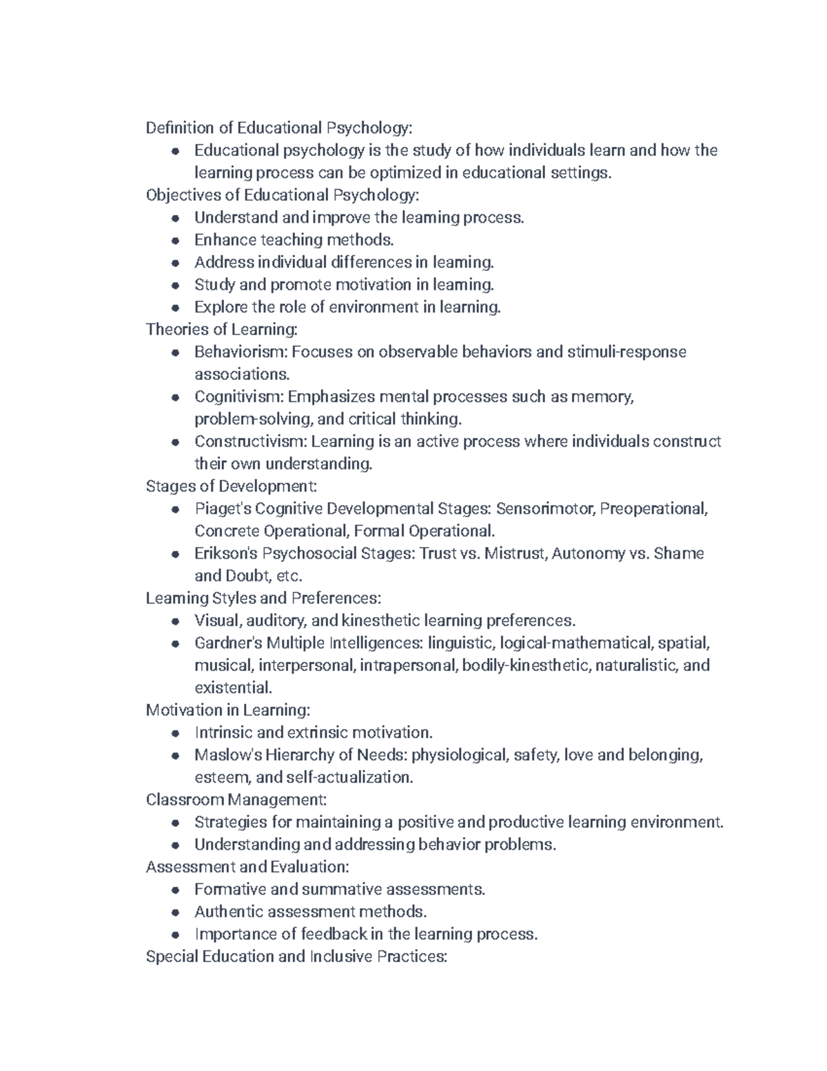Ed Psych Notes - 1 - Definition of Educational Psychology: Educational ...