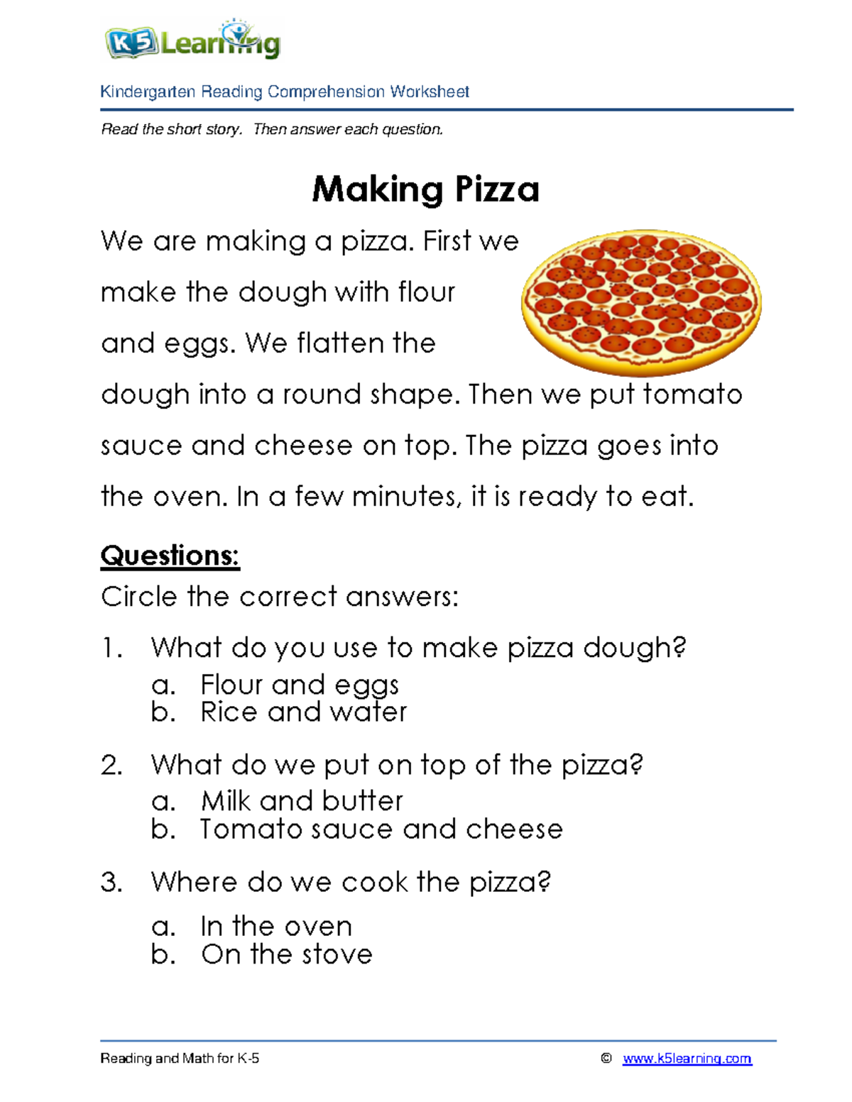 Making Friends with Pizza, Third Grade Reading Passage