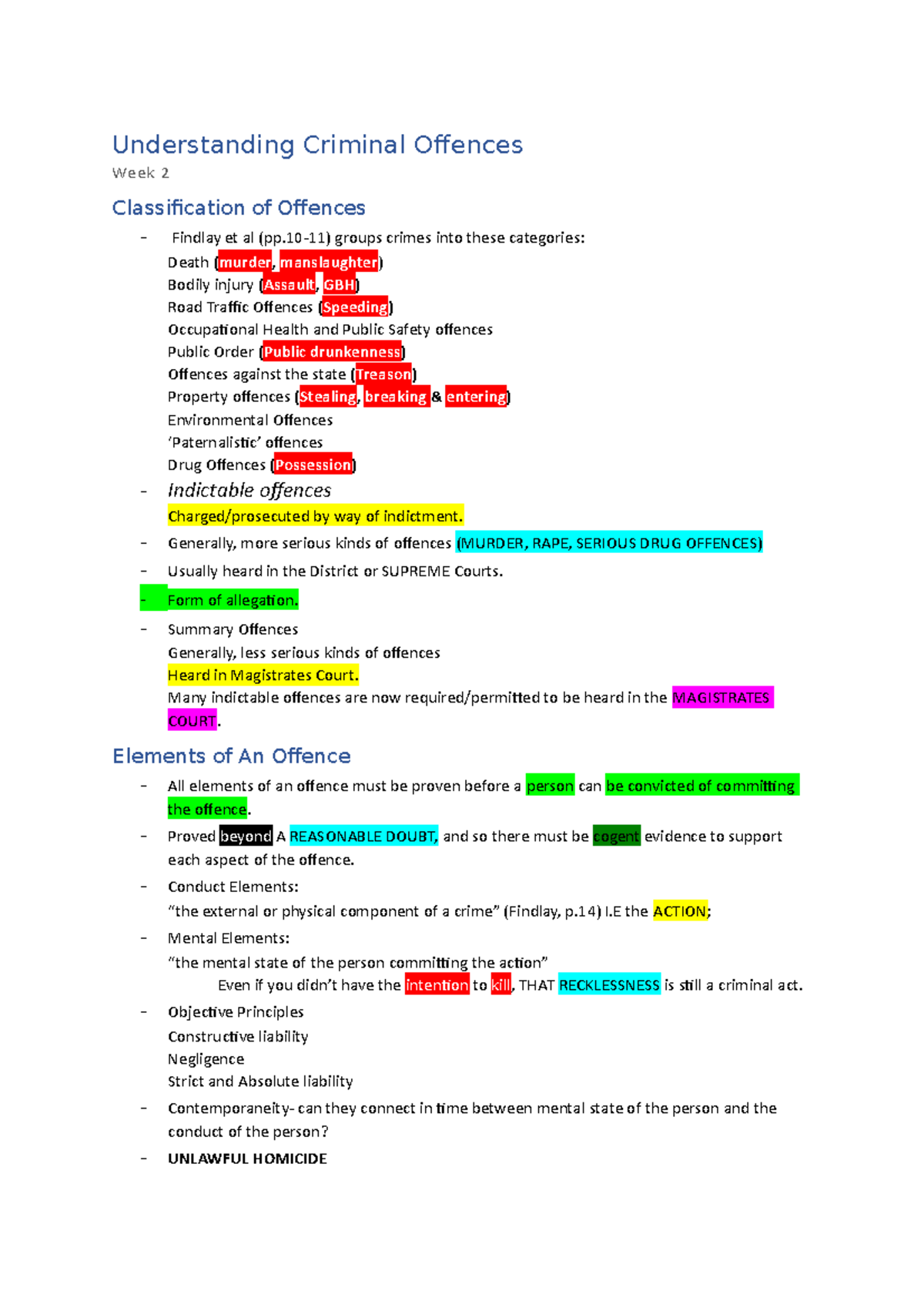 Week 2 (Understanding Criminal Offences) - Understanding Criminal ...