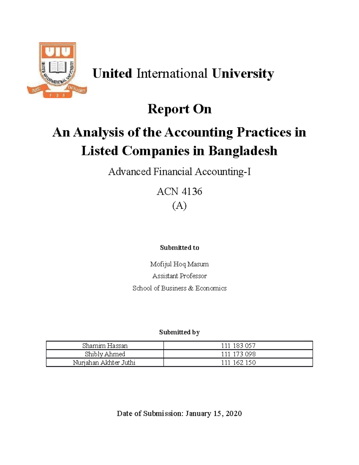 United International University - This report contains a comprehensive ...