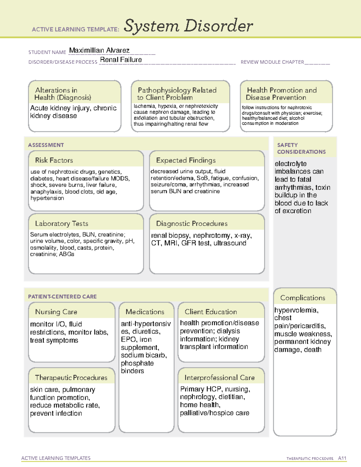 Active Learning Template Sys Dis Kidney Failure NUR 262 Studocu