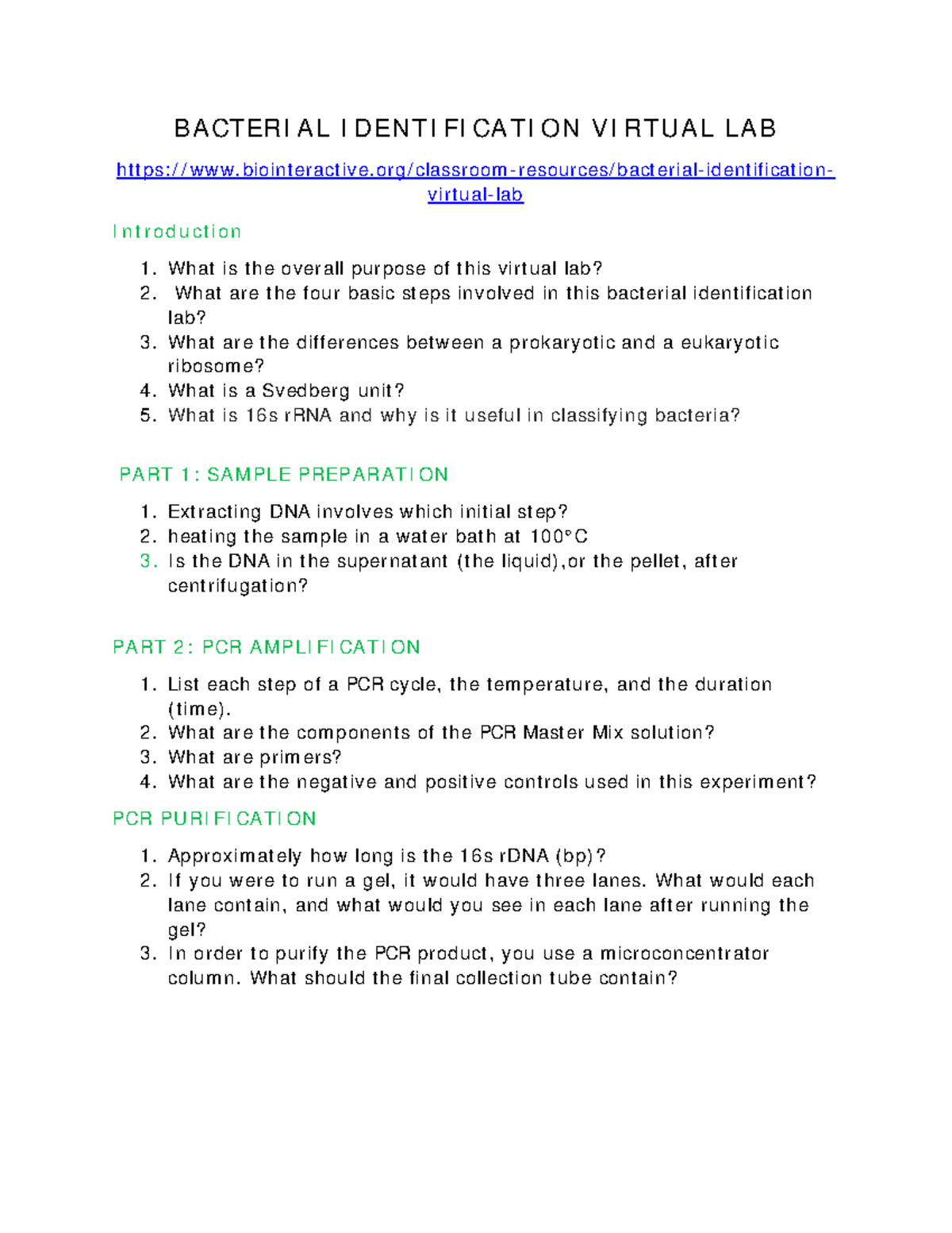 Bacterial Identification Virtual LAB worksheet - BACTERIAL ...