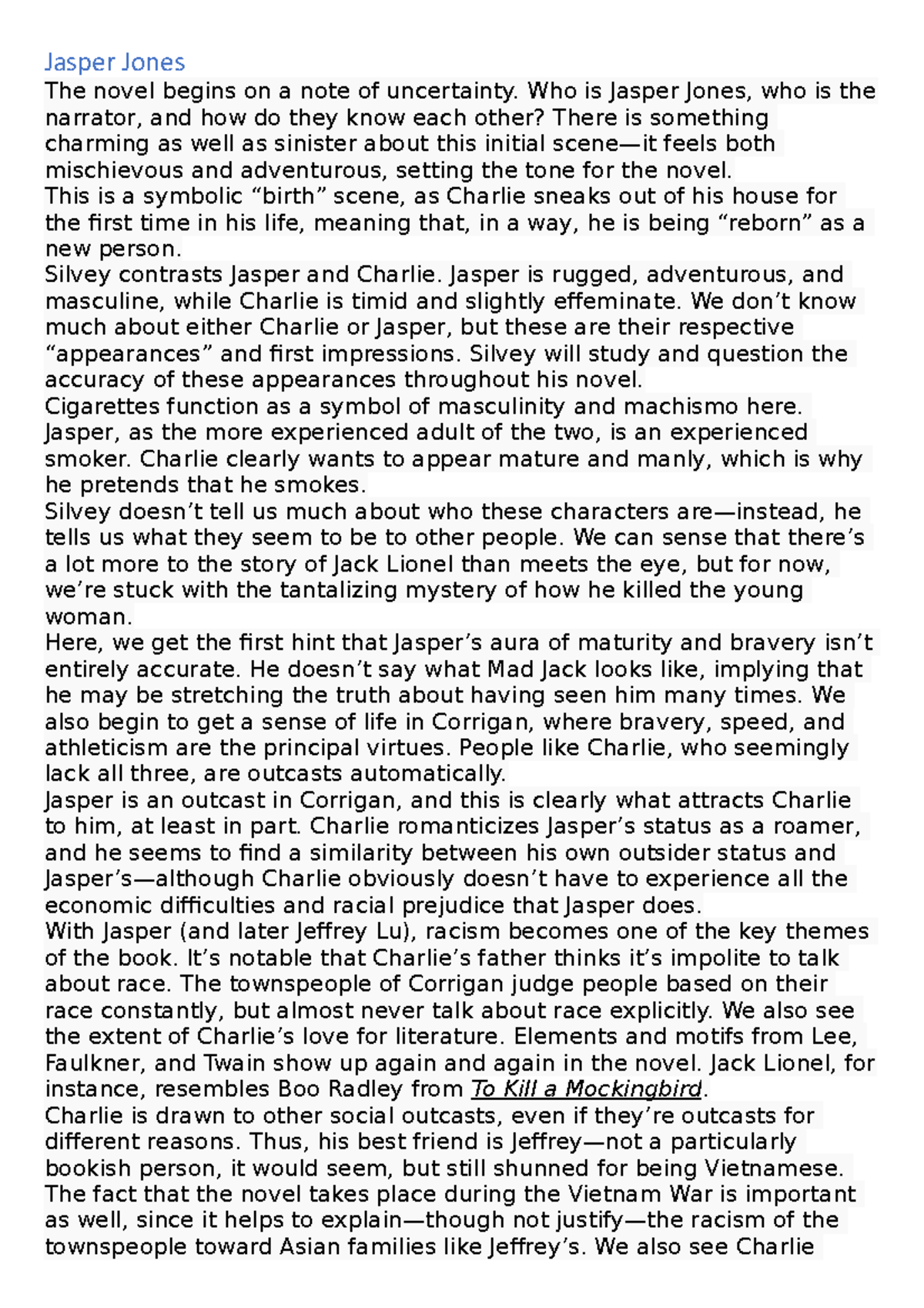 Jasper Jones Analysis Jasper Jones The novel begins on a note of