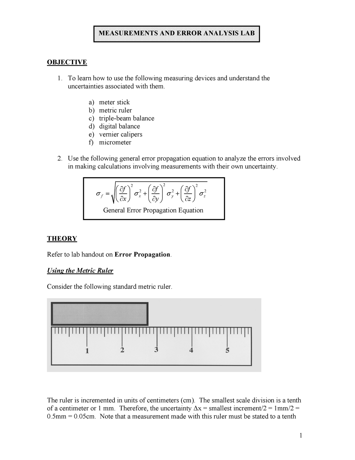 error analysis in physics experiments pdf